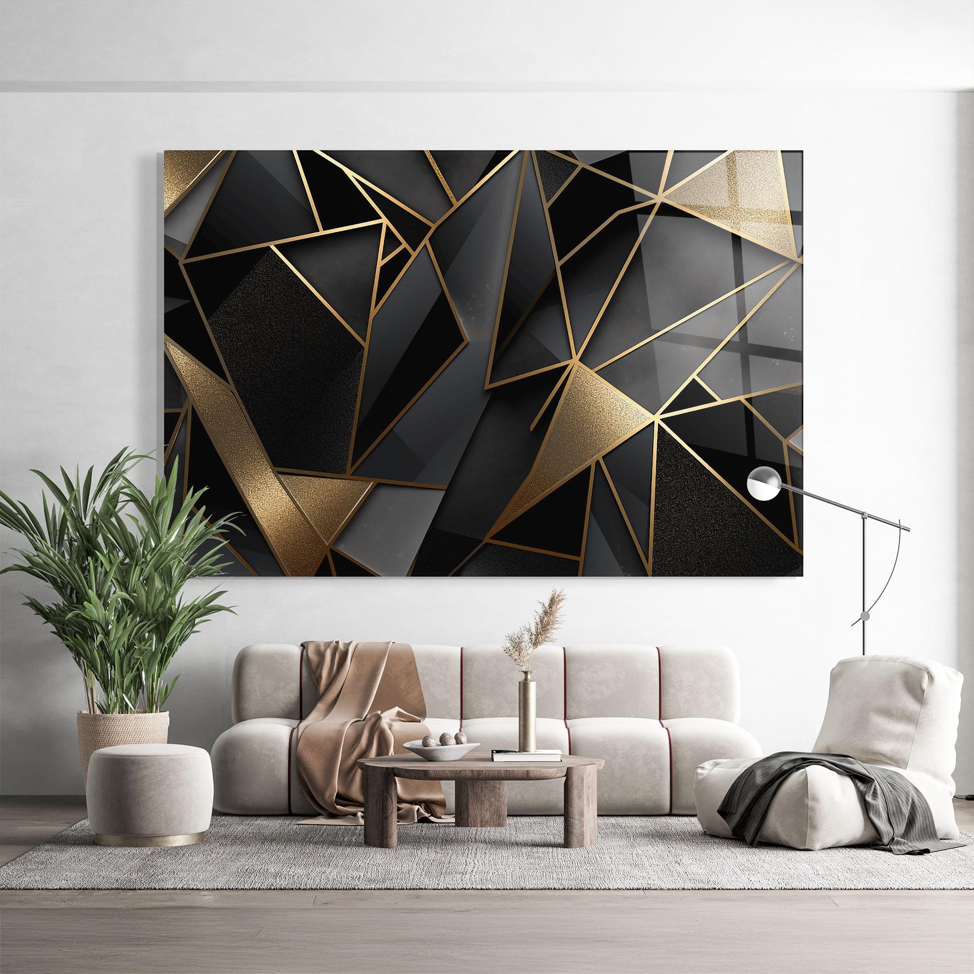 Üvegkép Abstract Golden Art mockup 9