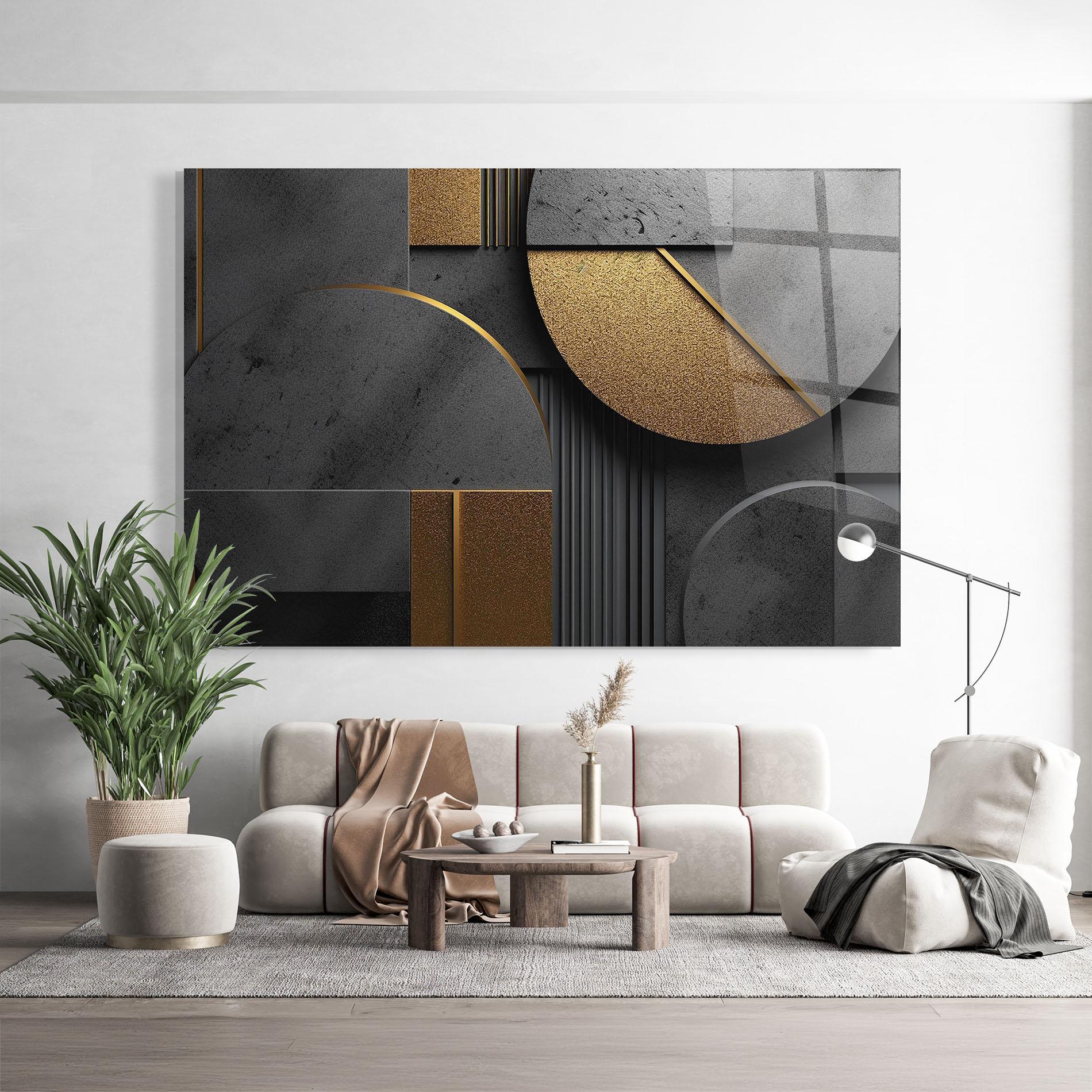 Üvegkép Gold With Grey Circle mockup 9