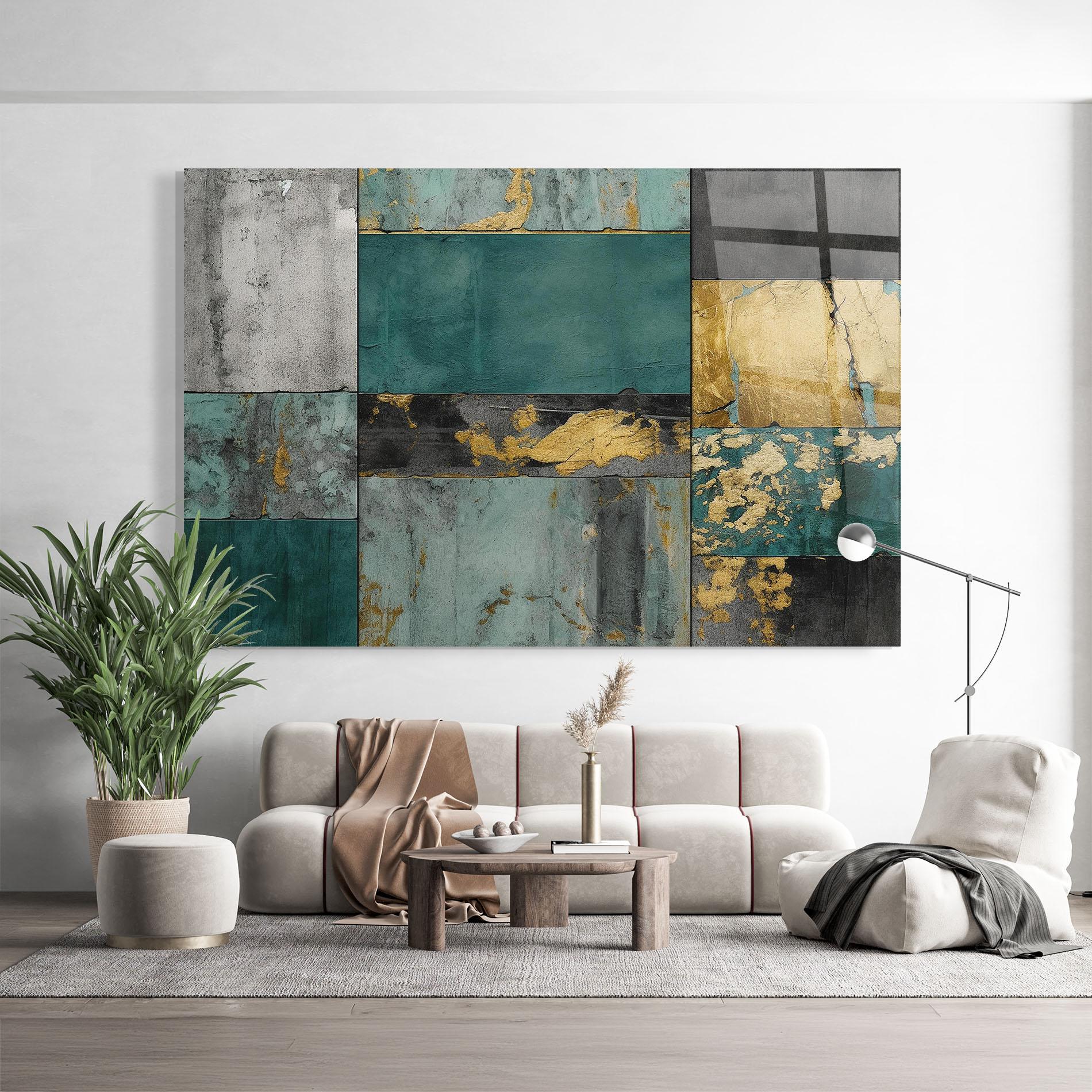 Üvegkép Golden Green Painting mockup 9