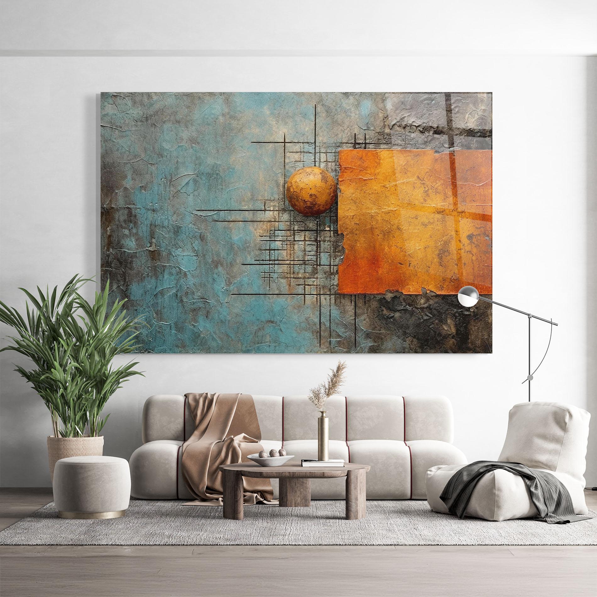 Üvegkép Orange Square Painting mockup 9