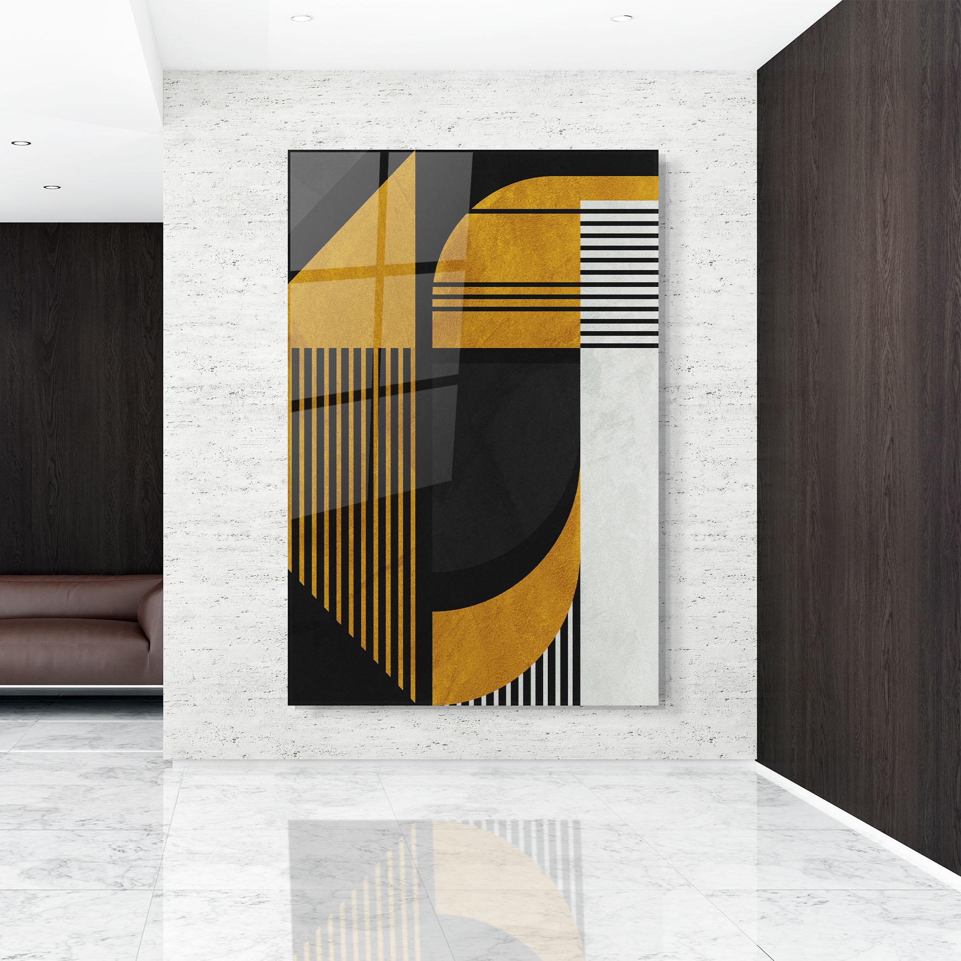 Üvegkép Black Lines On Gold mockup 9