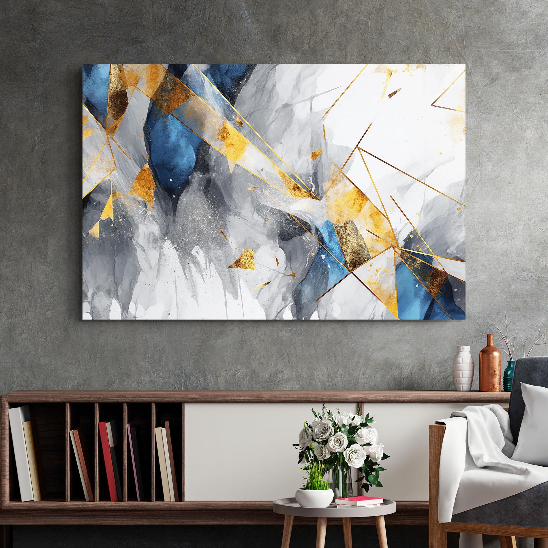 Üvegkép Abstract Gold Blue Pattern mockup 2