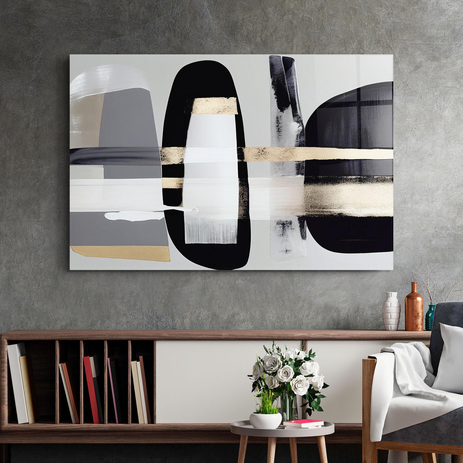 Üvegkép Abstract Gold Painting With Black mockup 2