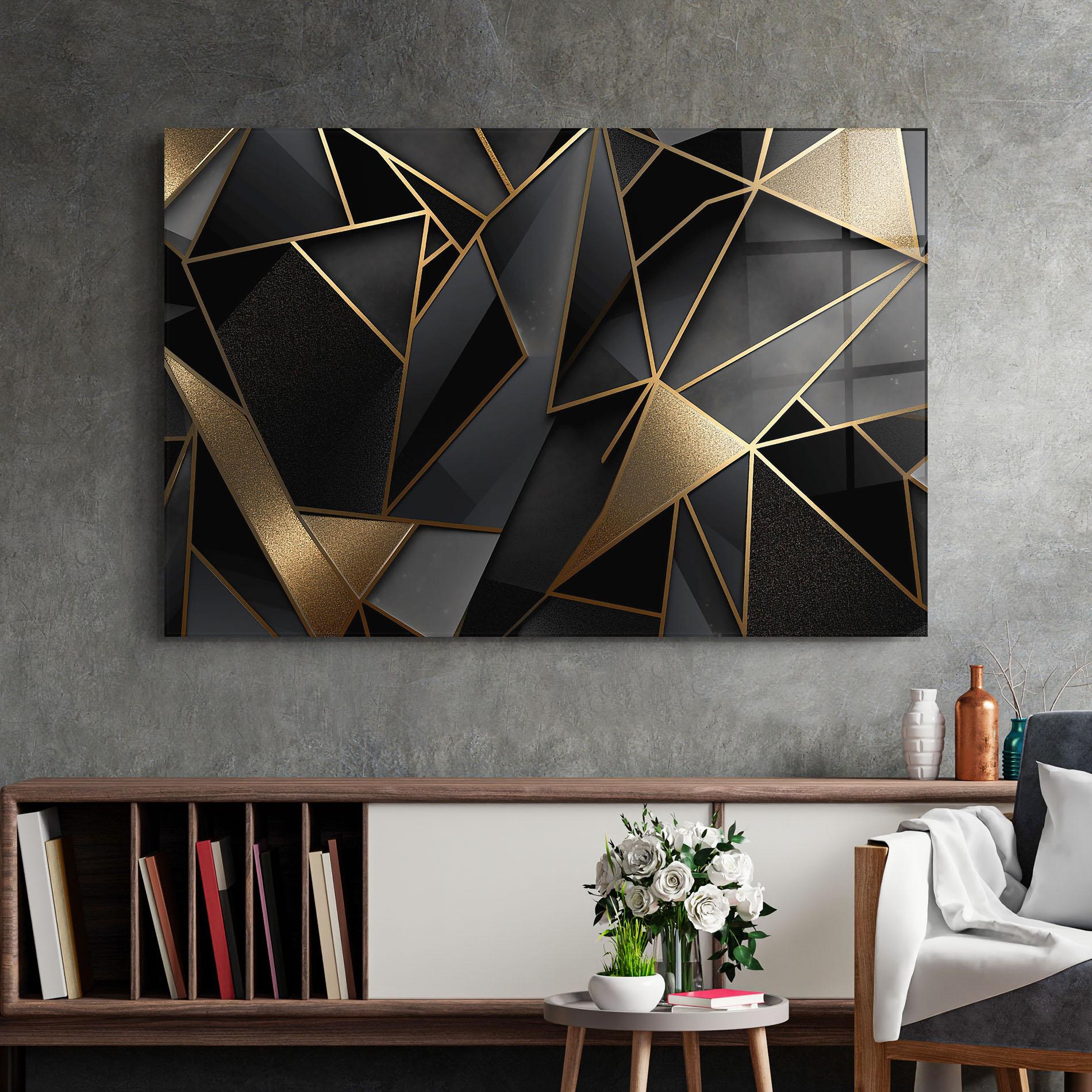 Üvegkép Abstract Golden Art mockup 2