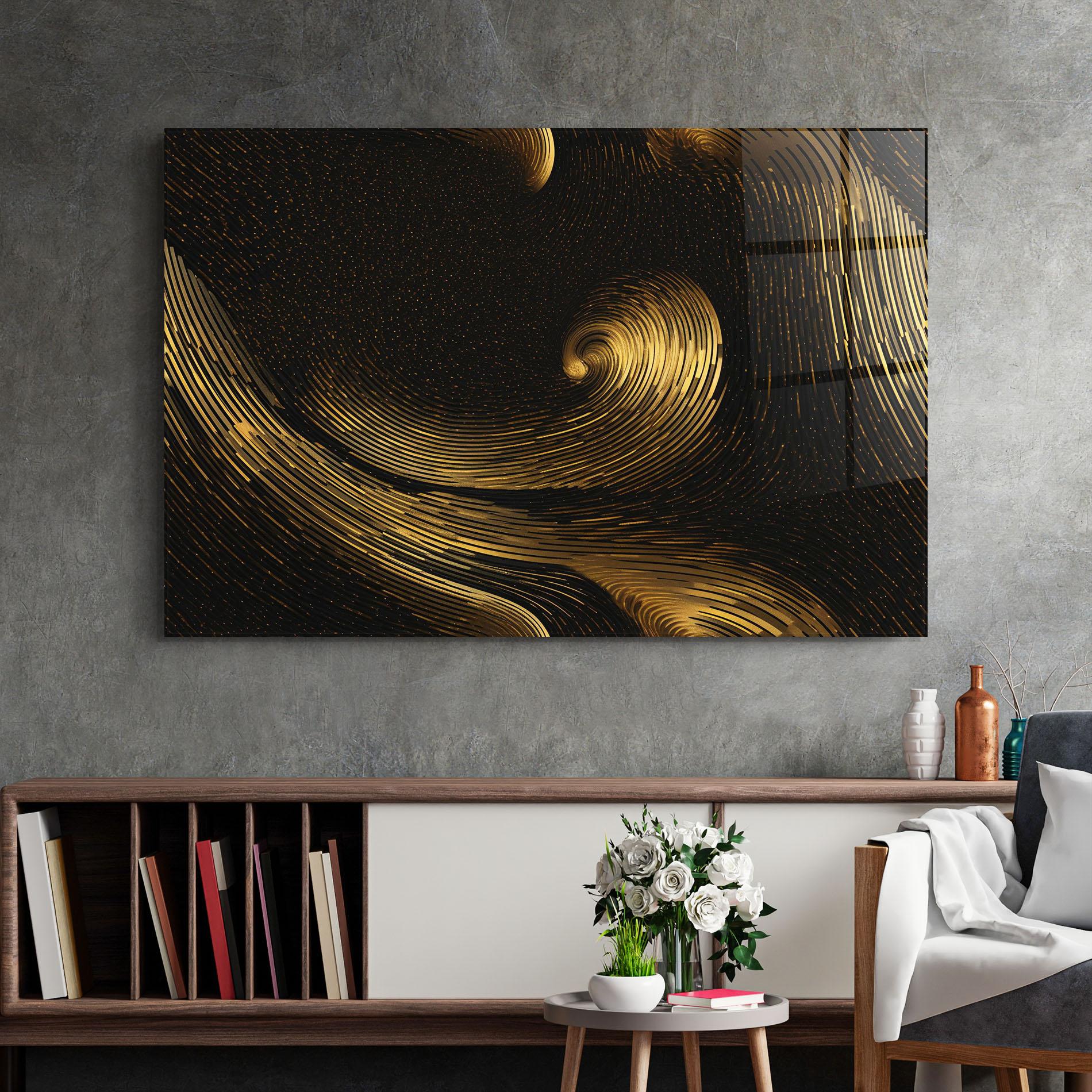 Üvegkép Black Painting With Gold mockup 2