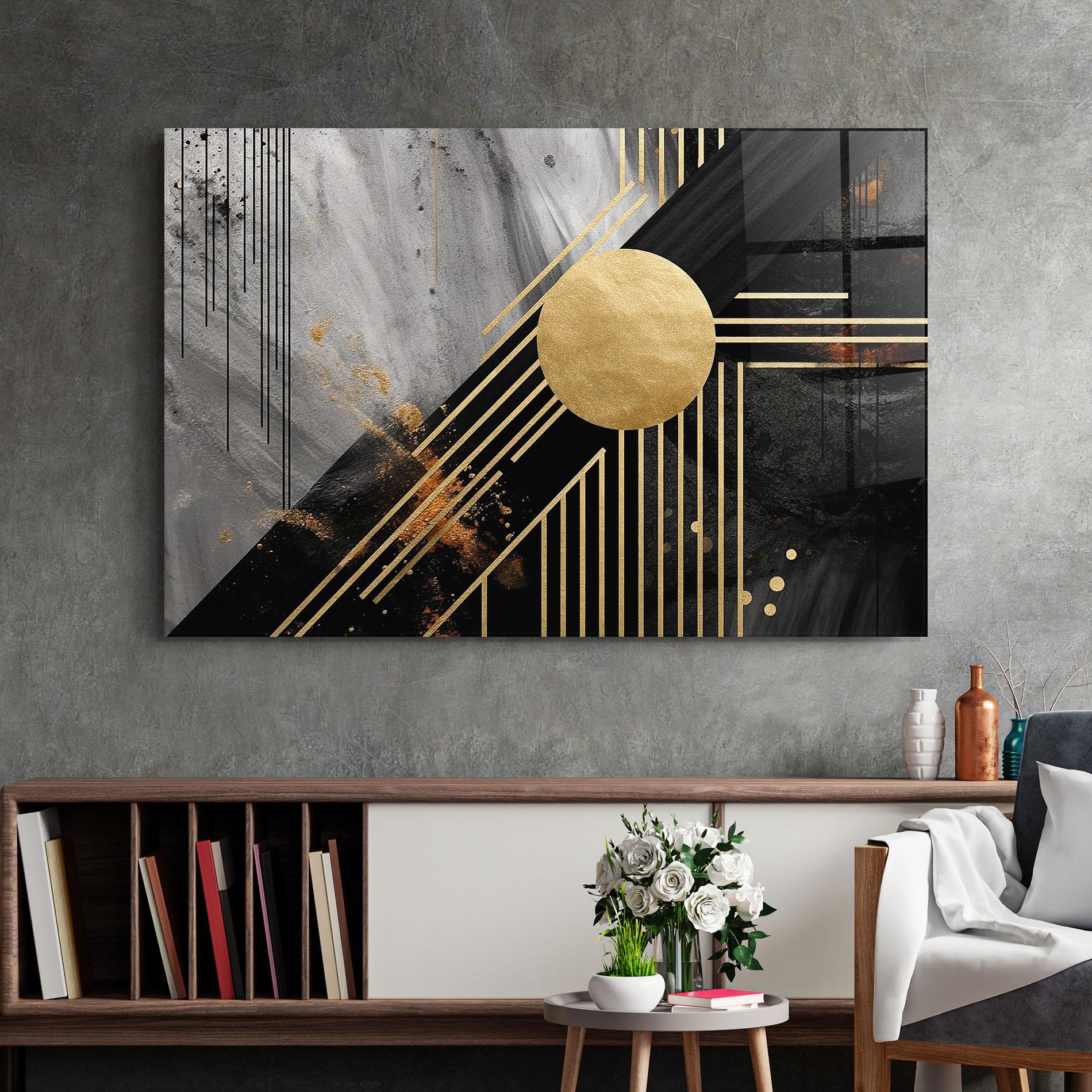 Üvegkép Gold Circle With Lines mockup 2