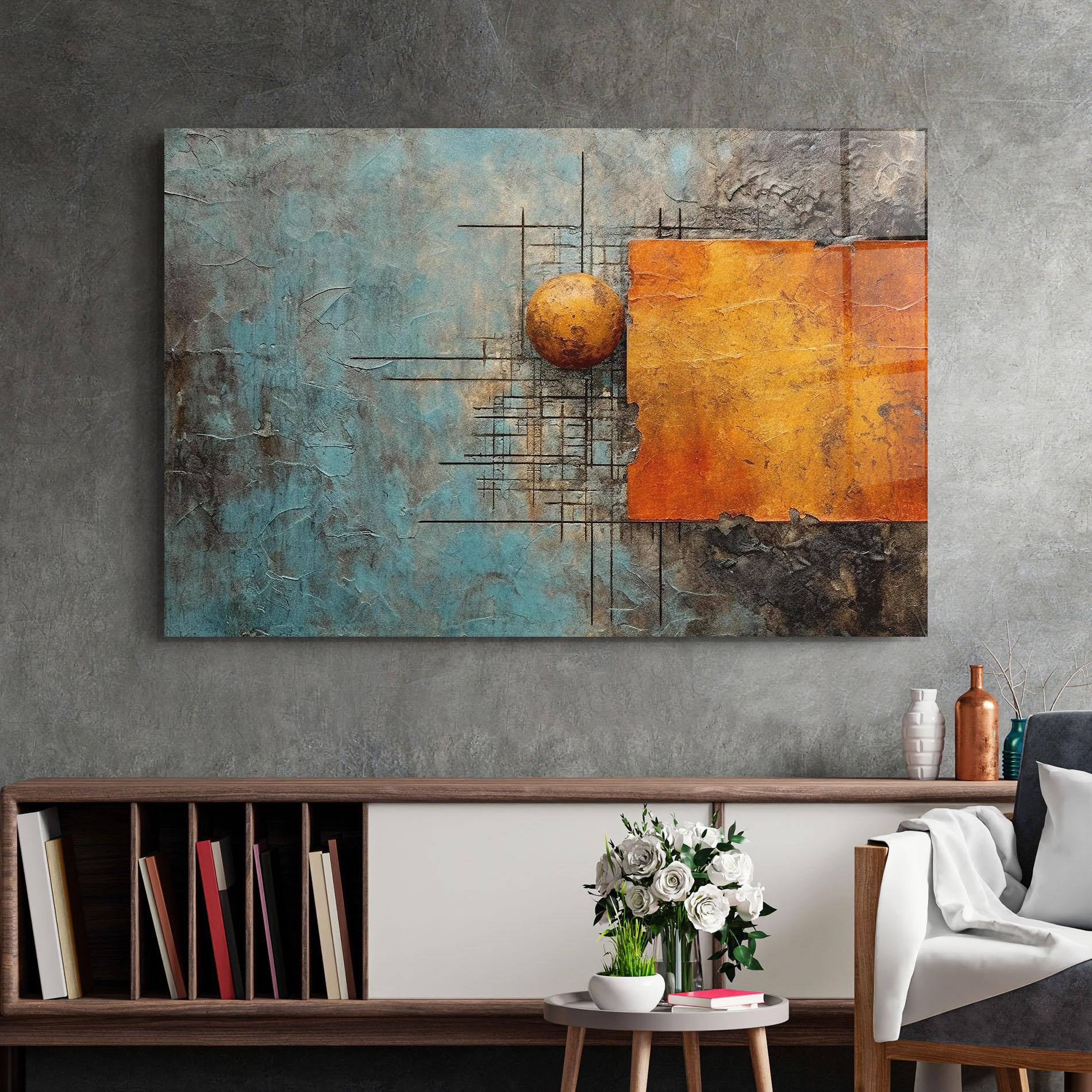 Üvegkép Orange Square Painting mockup 2