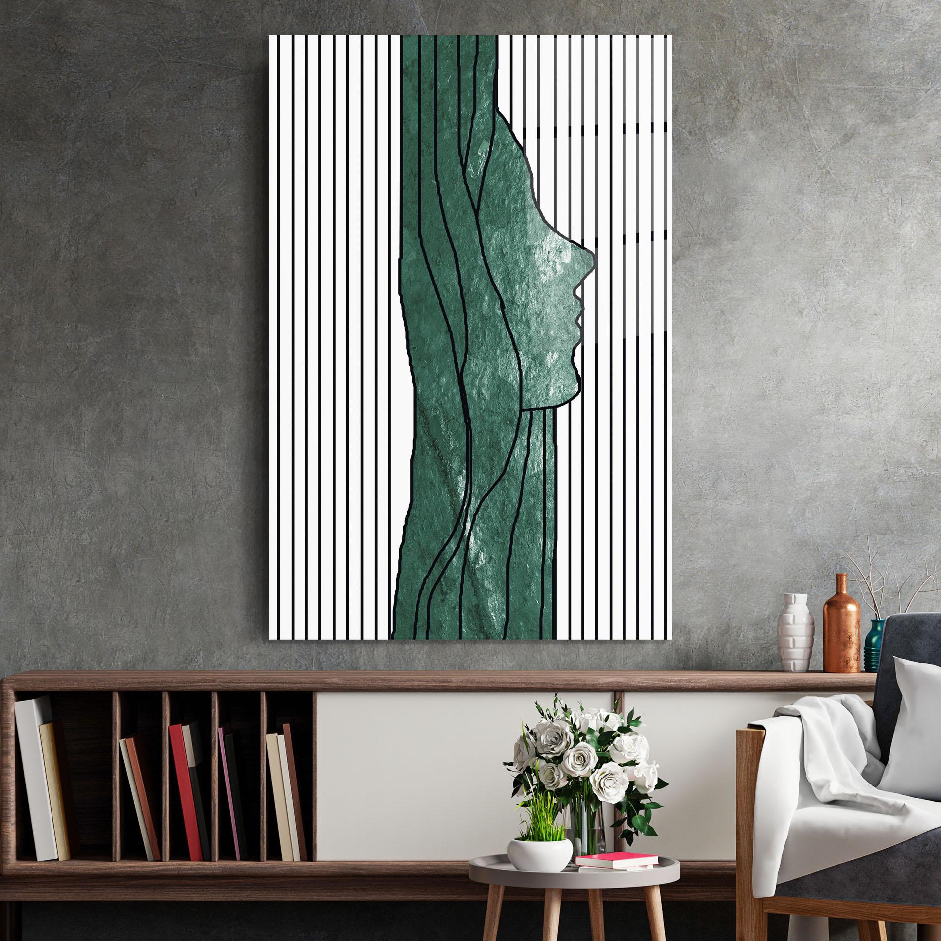 Üvegkép Abstract Green Face mockup 2