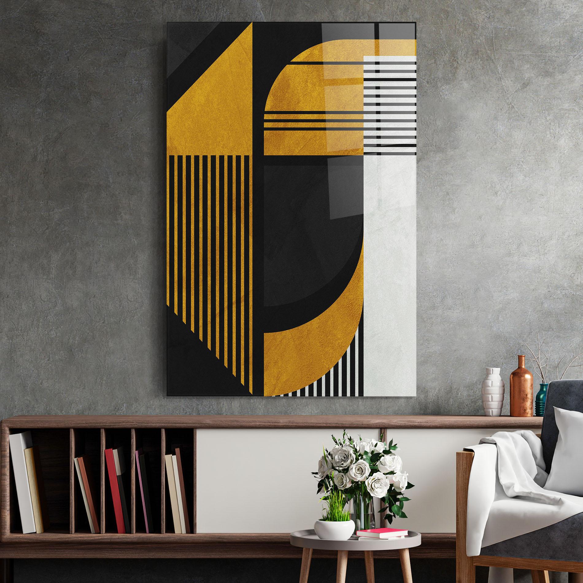 Üvegkép Black Lines On Gold mockup 2