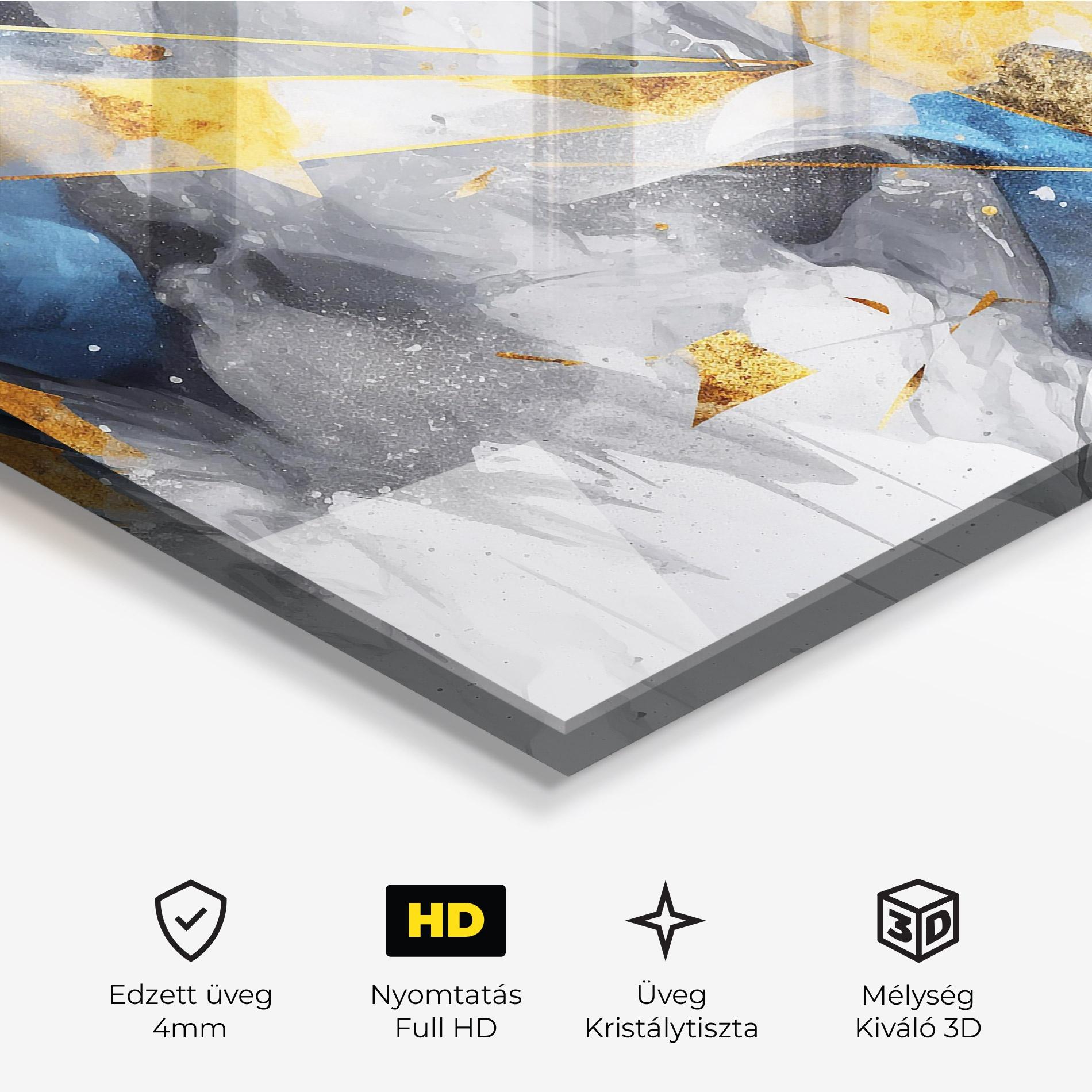 Üvegkép Abstract Gold Blue Pattern mockup 3