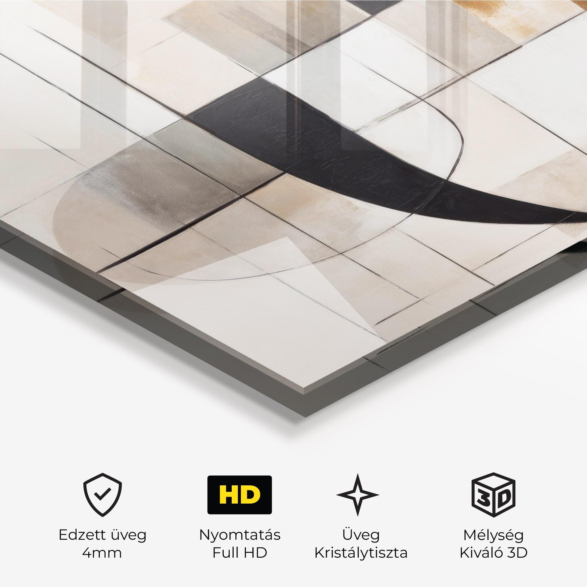 Üvegkép Black Abstract Lines mockup 3