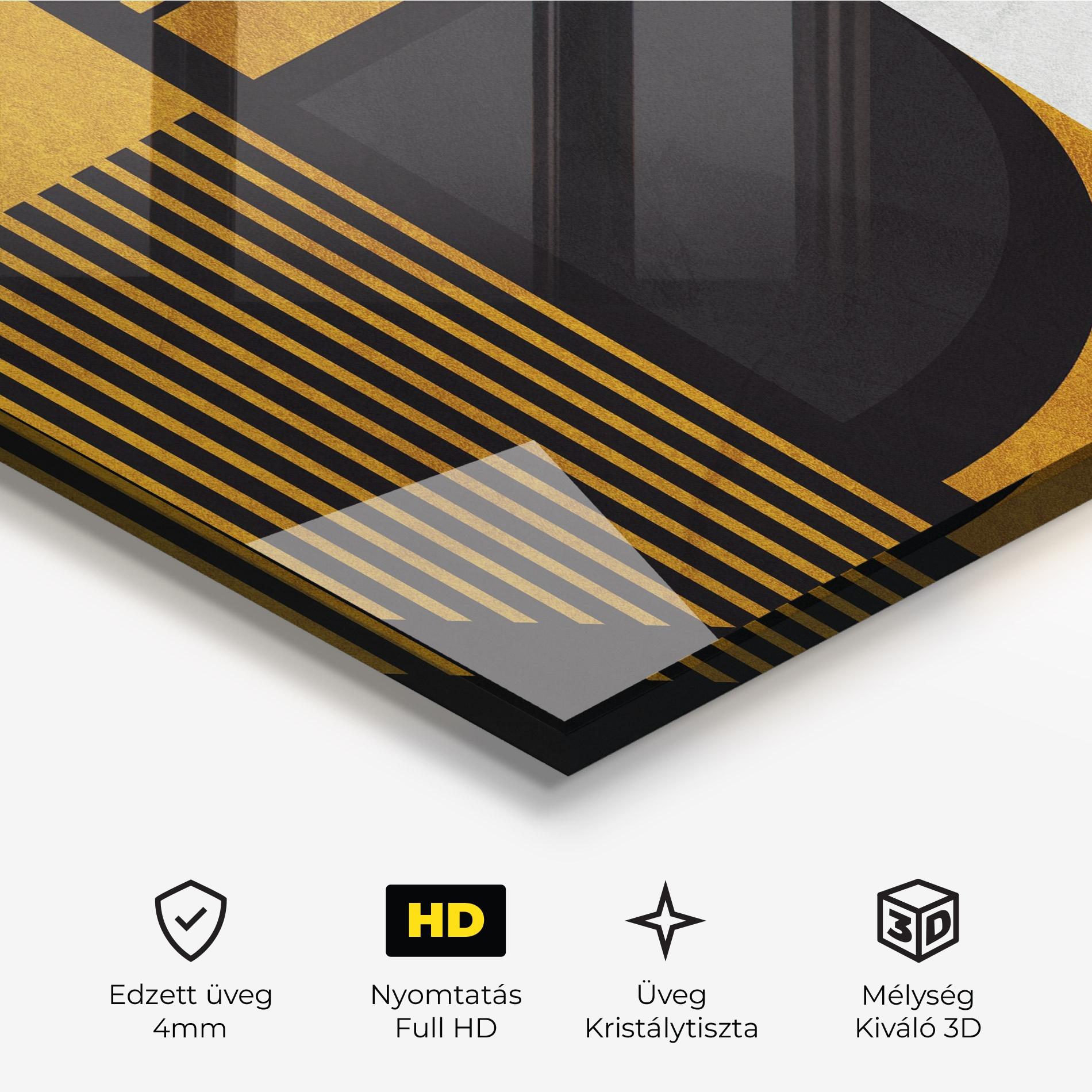 Üvegkép Black Lines On Gold mockup 3