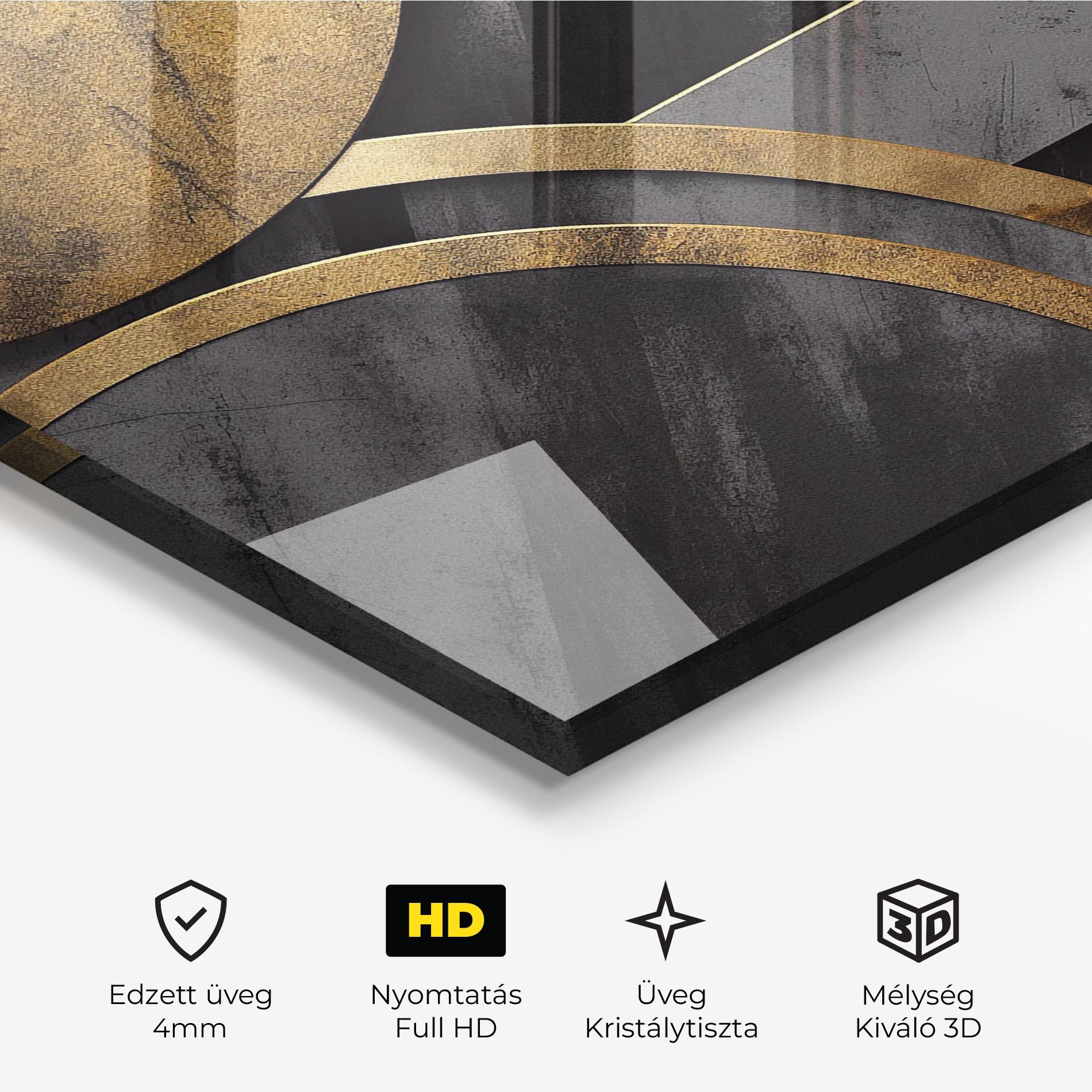 Üvegkép Grey With Gold Painting mockup 3