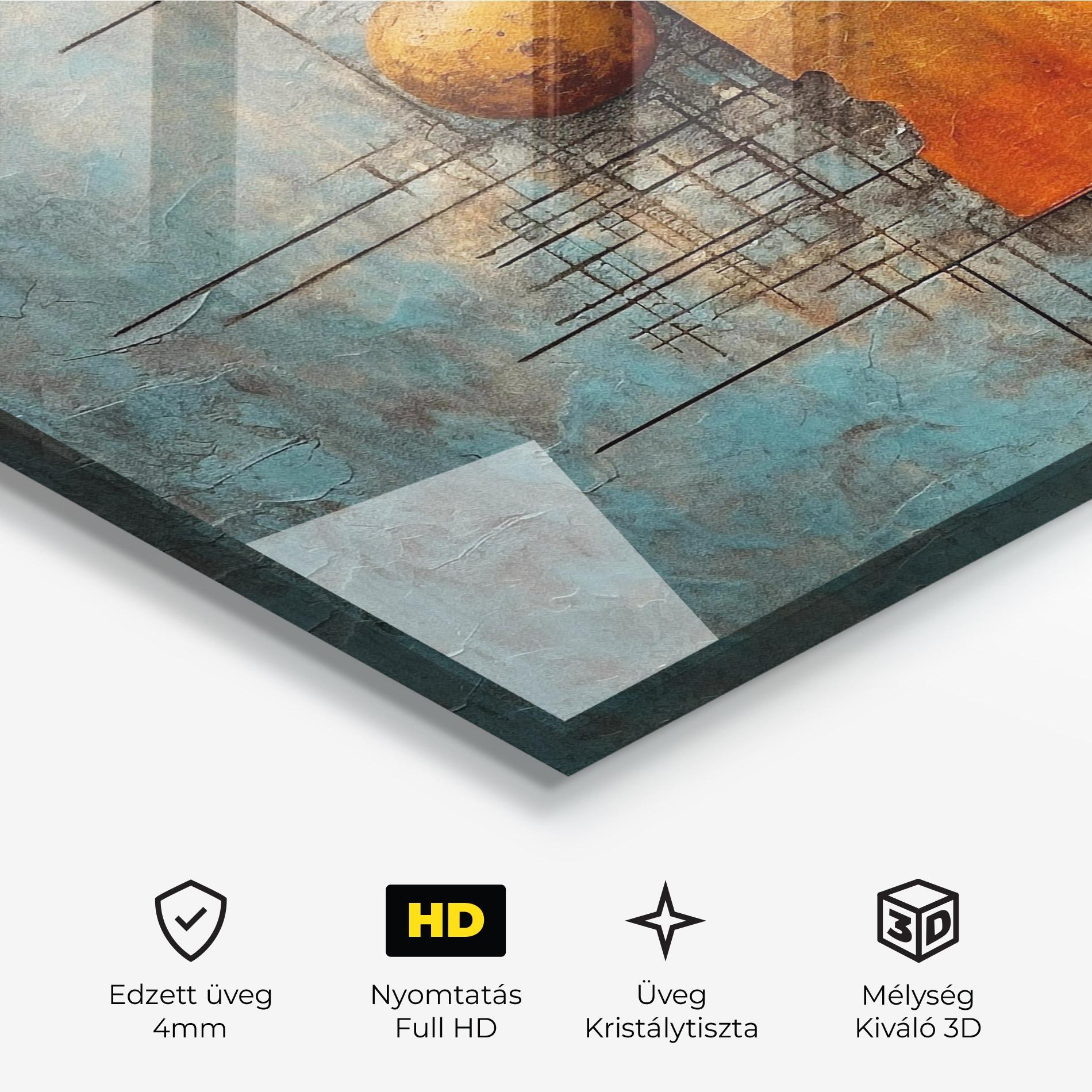 Üvegkép Orange Square Painting mockup 3