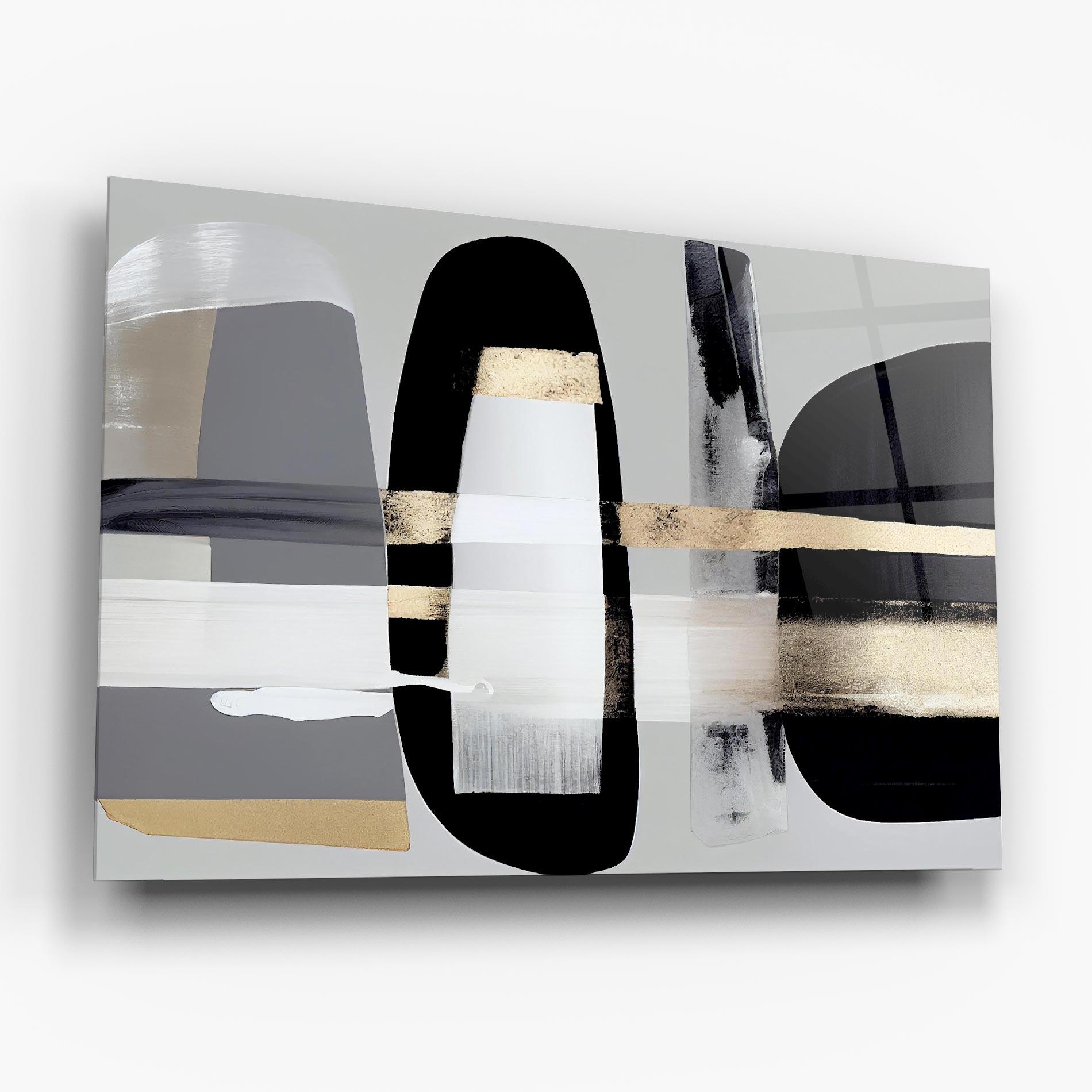 Üvegkép Abstract Gold Painting With Black mockup 6