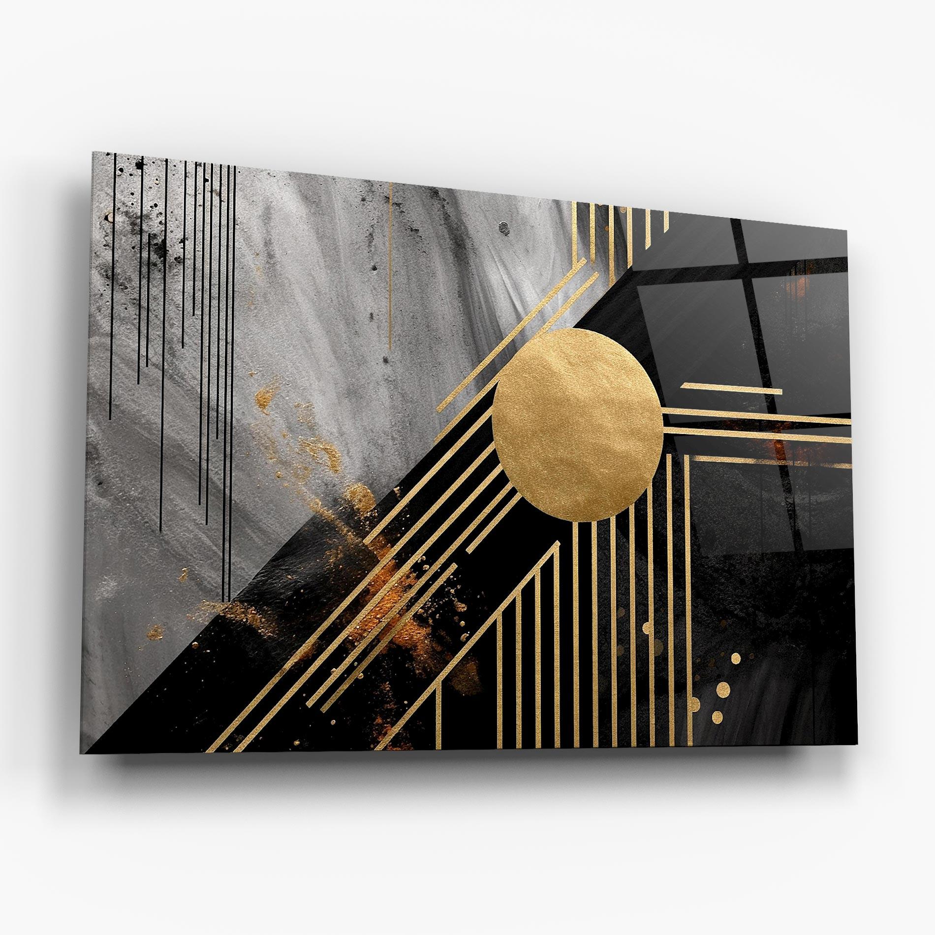 Üvegkép Gold Circle With Lines mockup 6