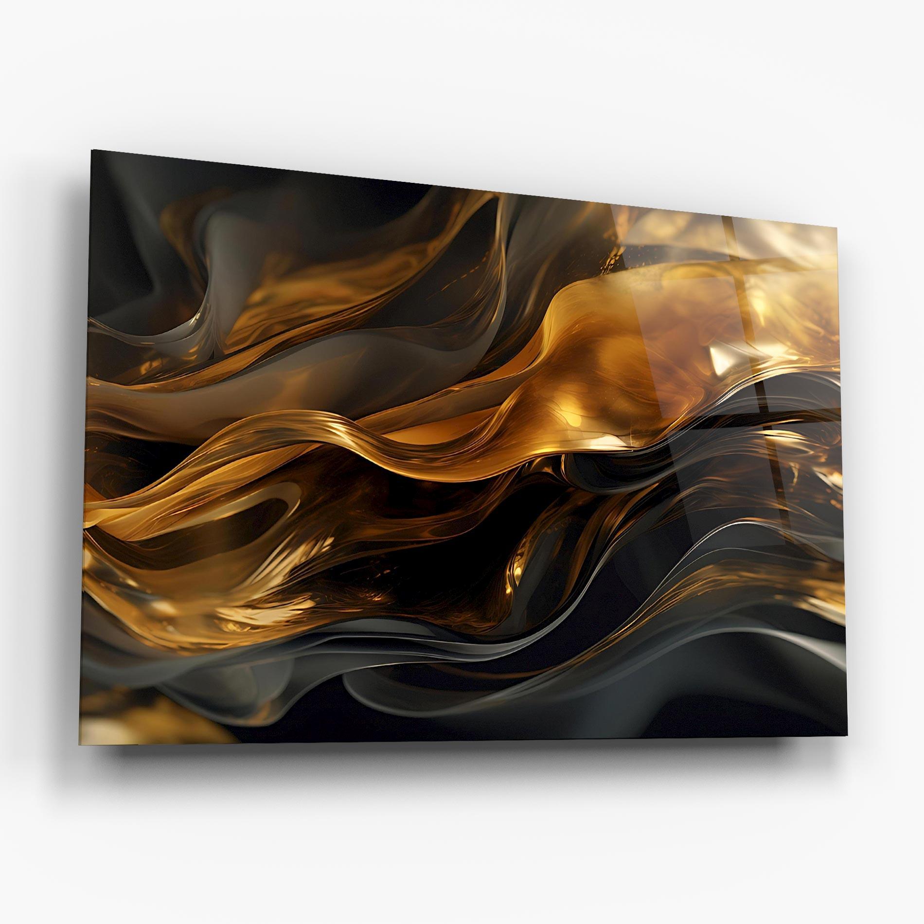 Üvegkép Gold With Black Wave mockup 6