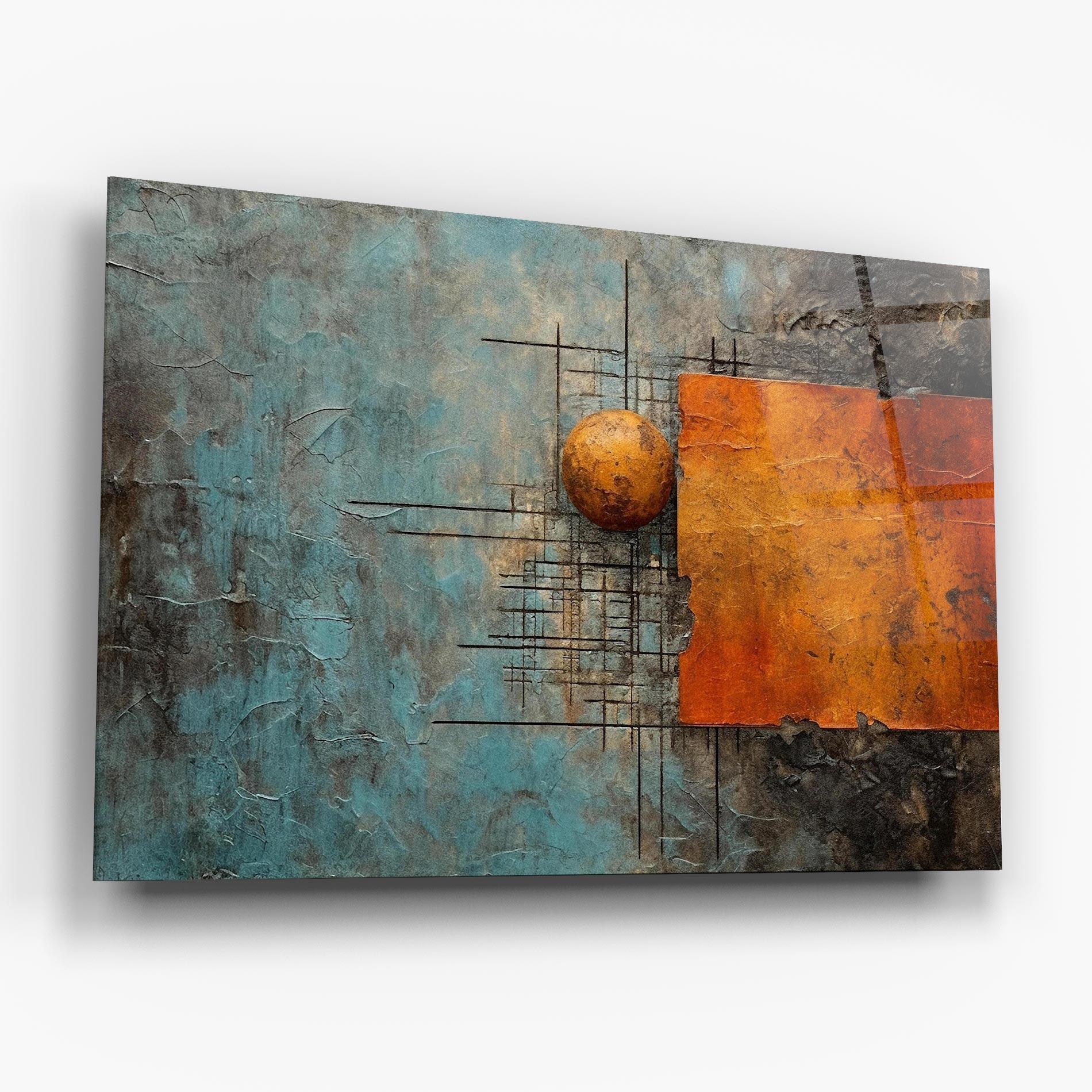 Üvegkép Orange Square Painting mockup 6