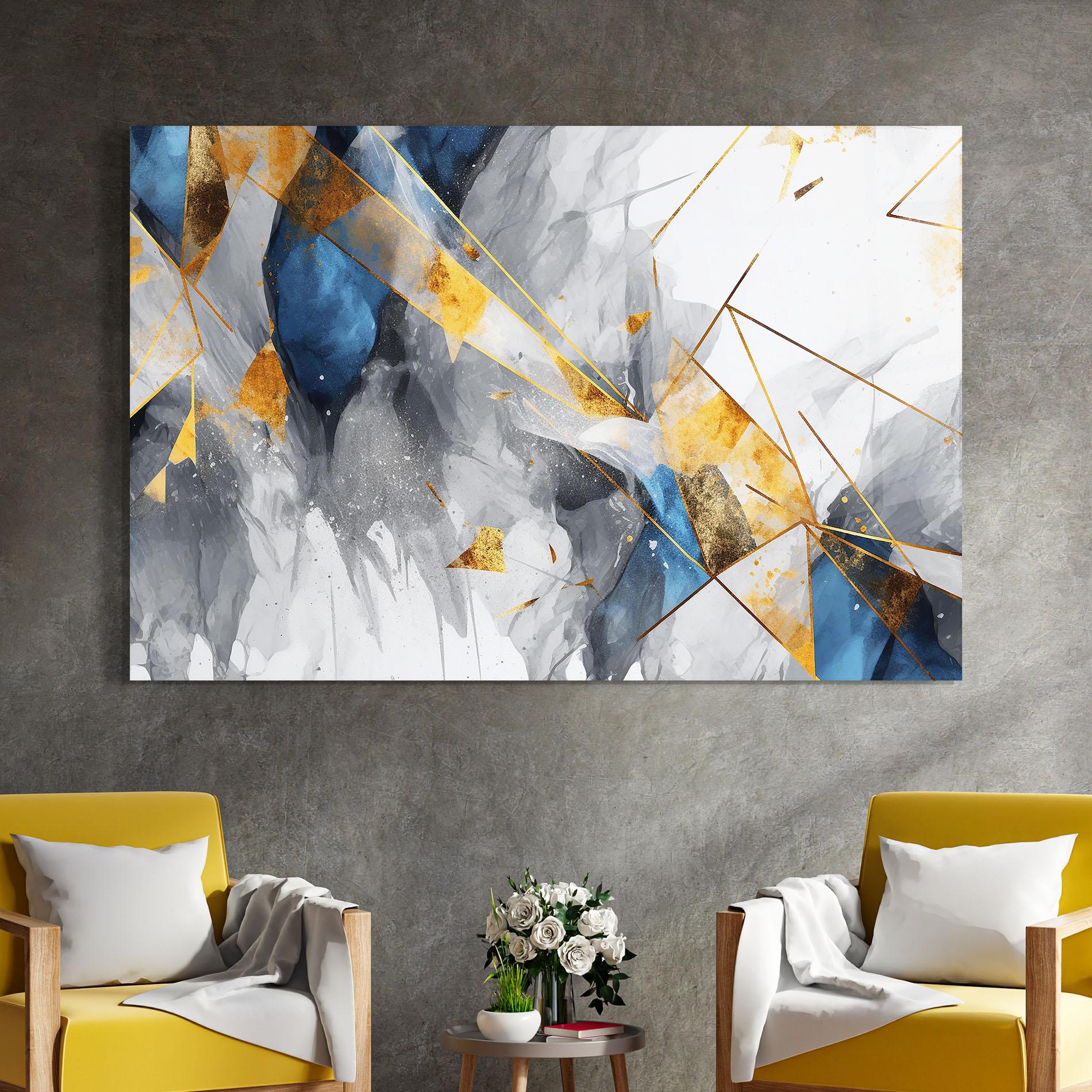 Üvegkép Abstract Gold Blue Pattern mockup 4