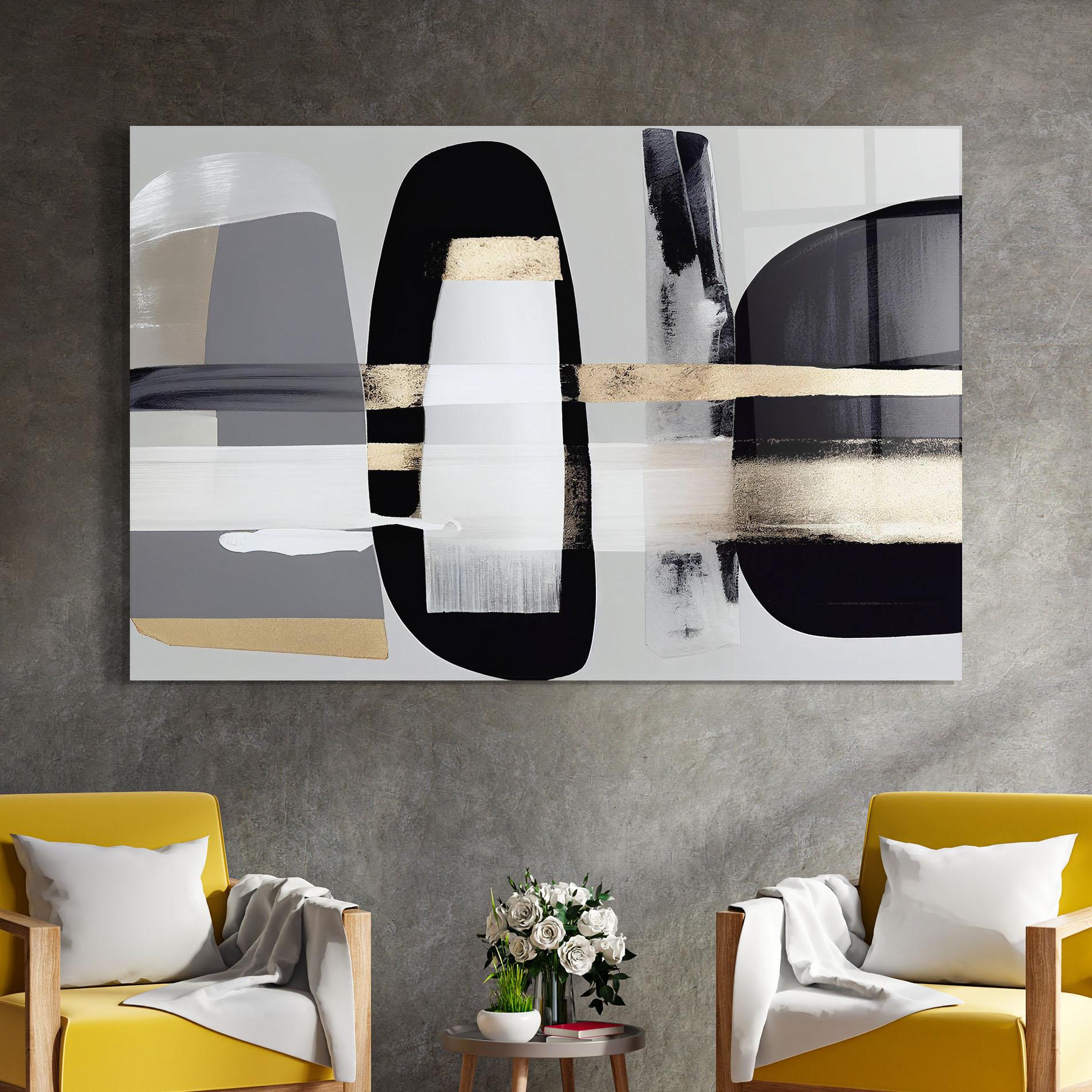 Üvegkép Abstract Gold Painting With Black mockup 4