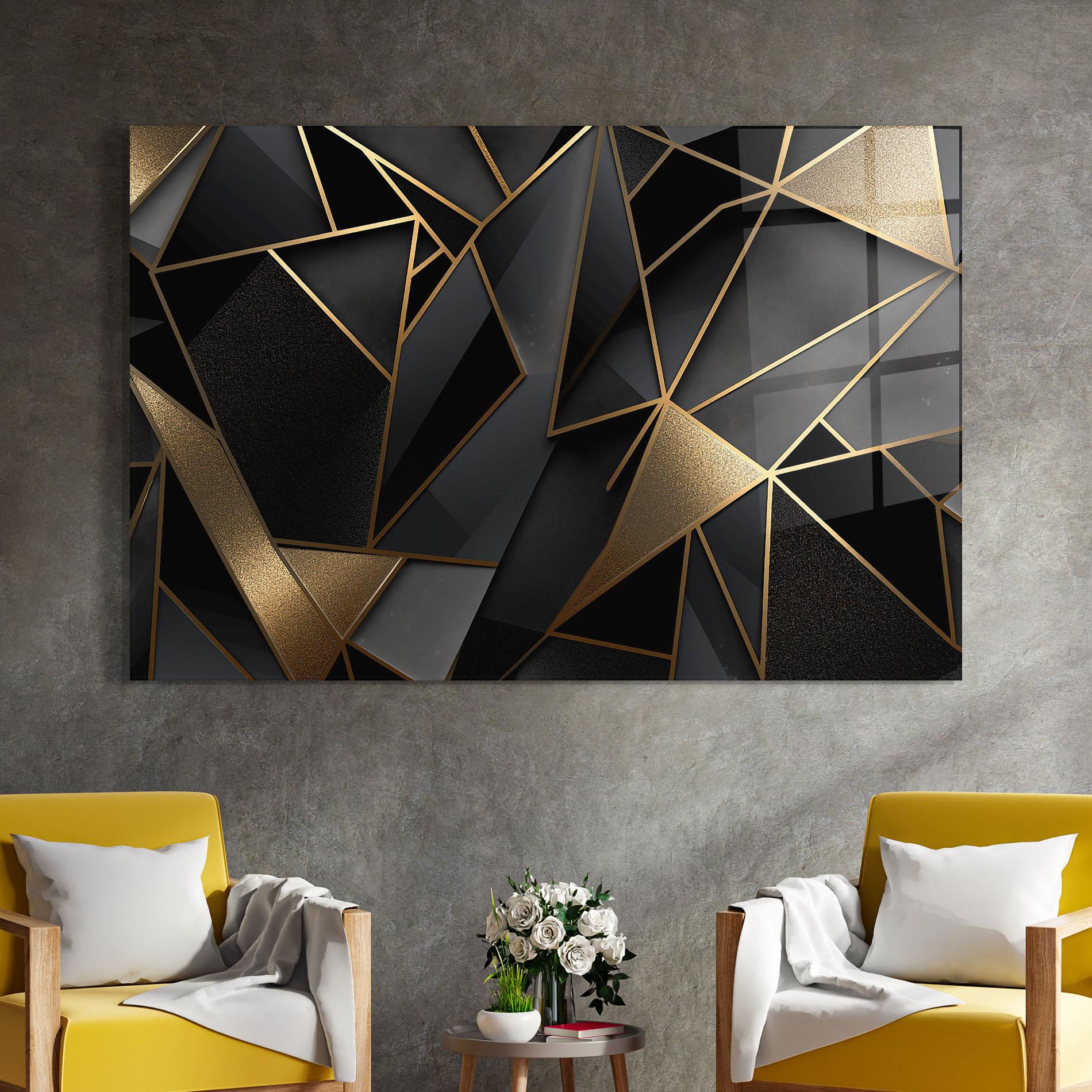 Üvegkép Abstract Golden Art mockup 4
