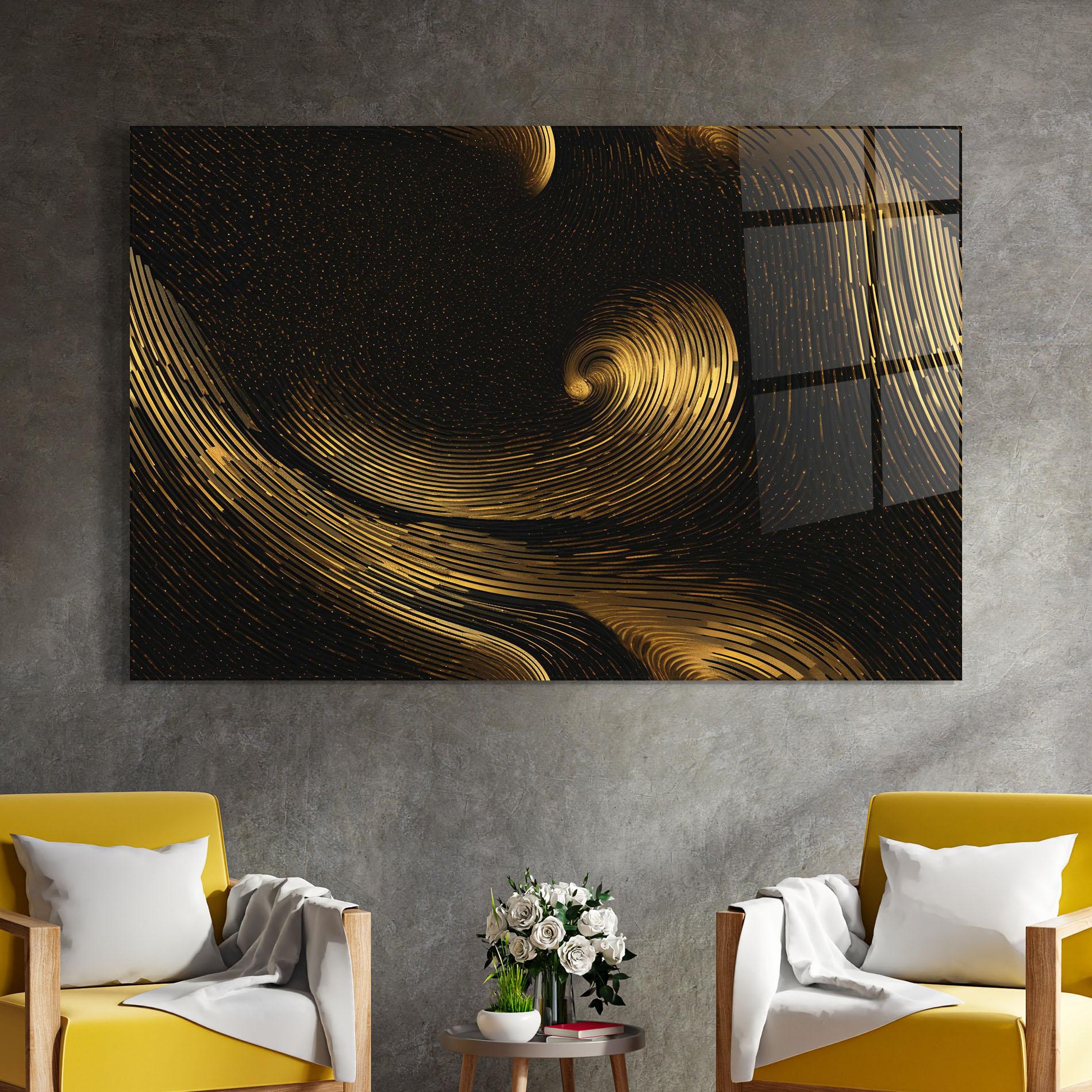 Üvegkép Black Painting With Gold mockup 4