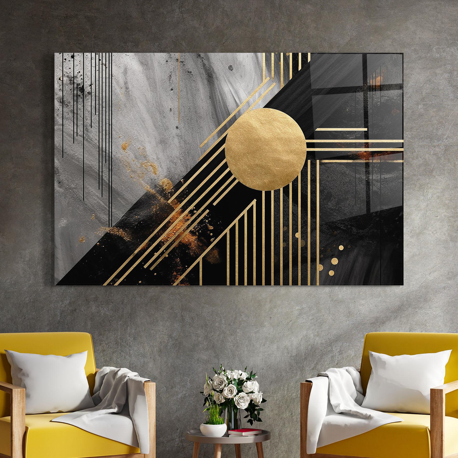 Üvegkép Gold Circle With Lines mockup 4