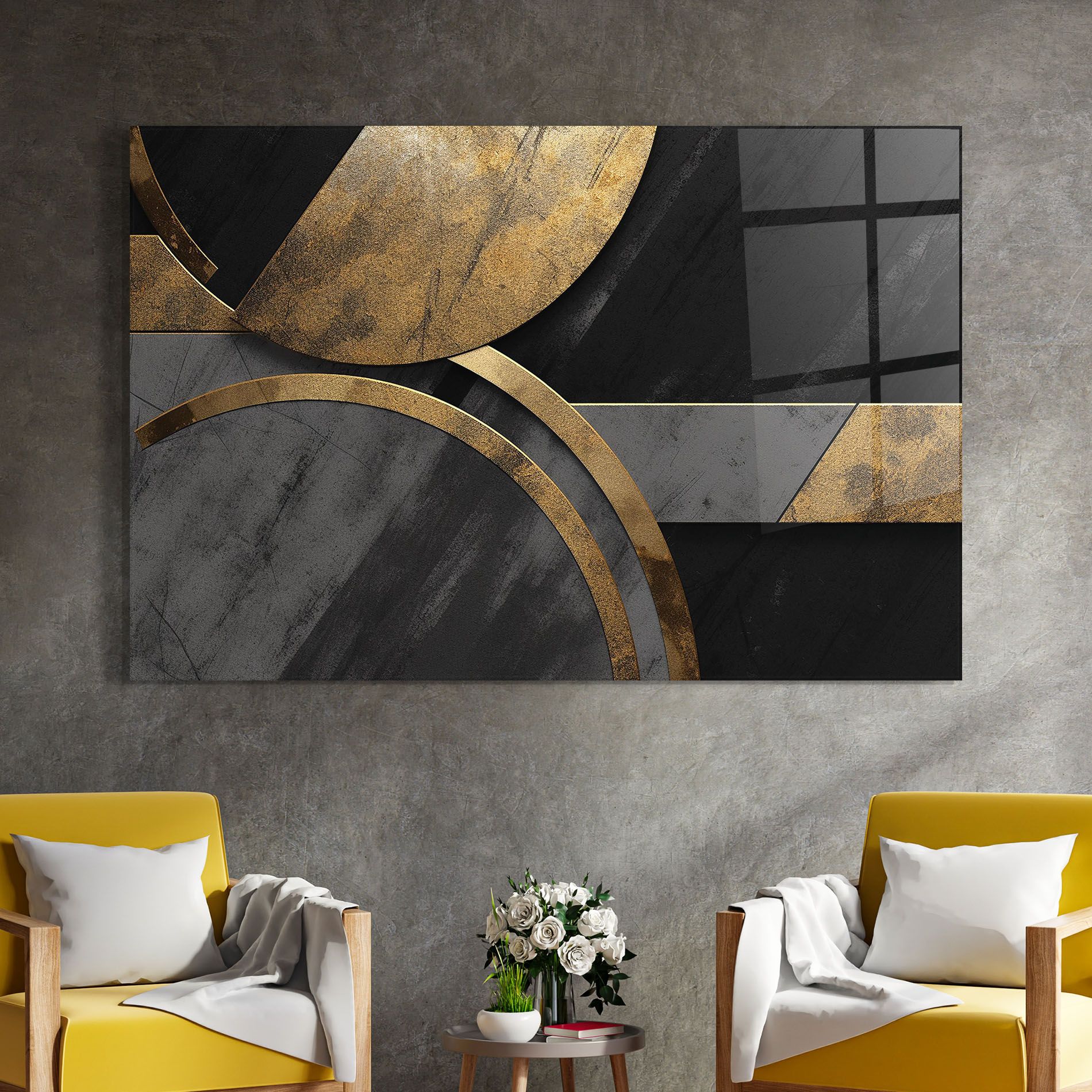 Grey With Gold Painting mockup 4