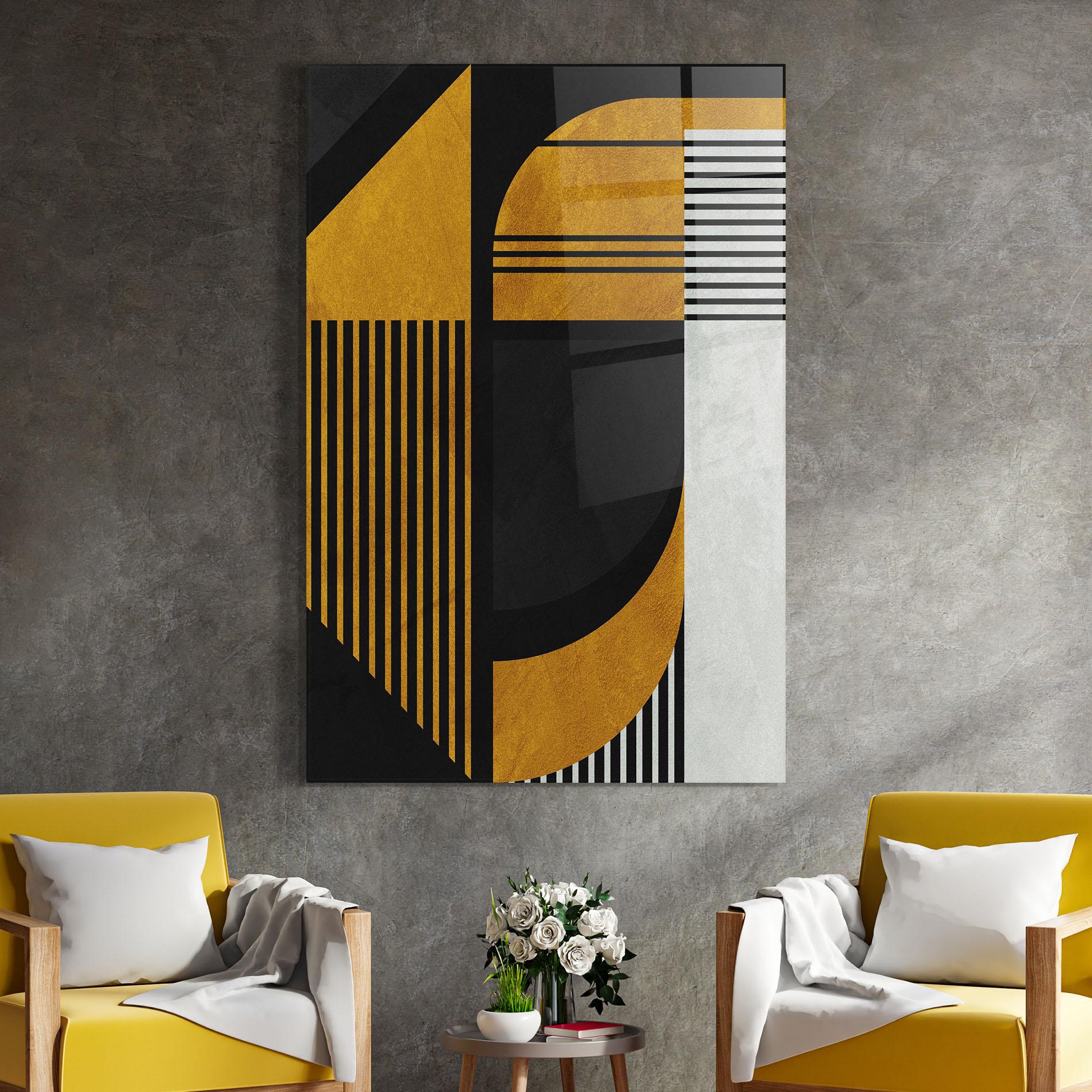 Üvegkép Black Lines On Gold mockup 4