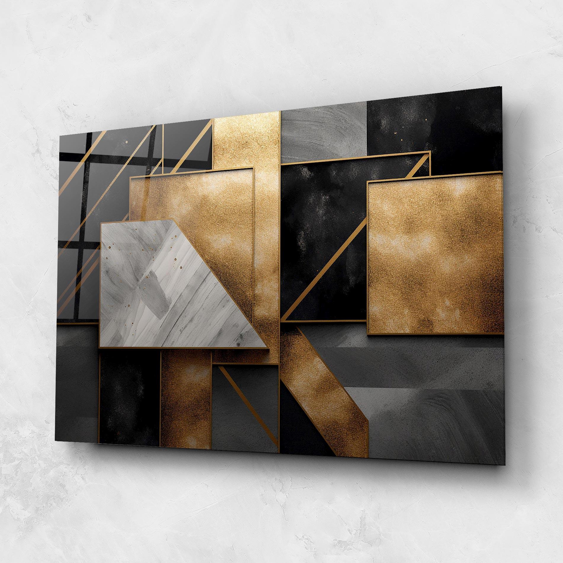 Üvegkép Abstract Gold Square mockup 1