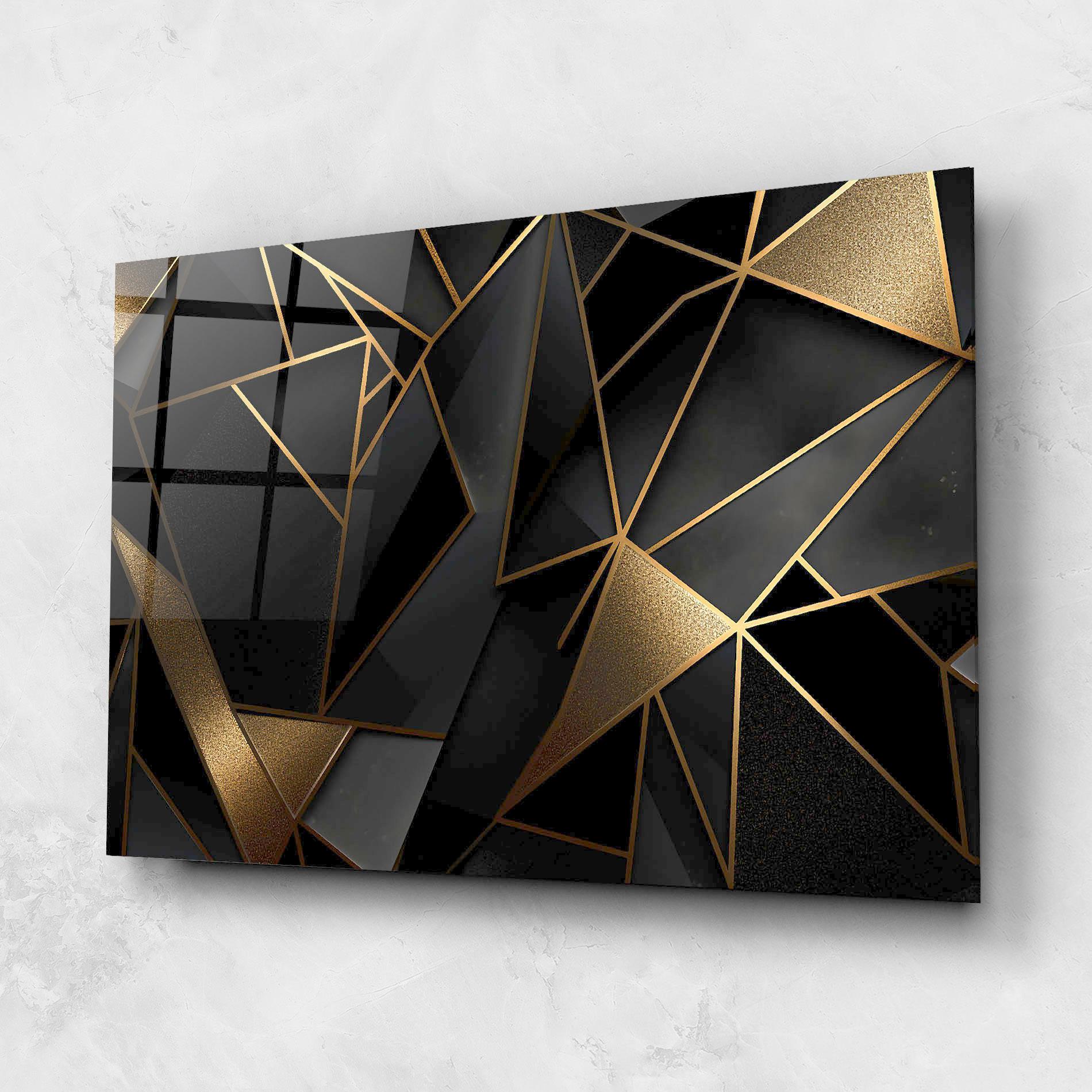 Üvegkép Abstract Golden Art mockup 1