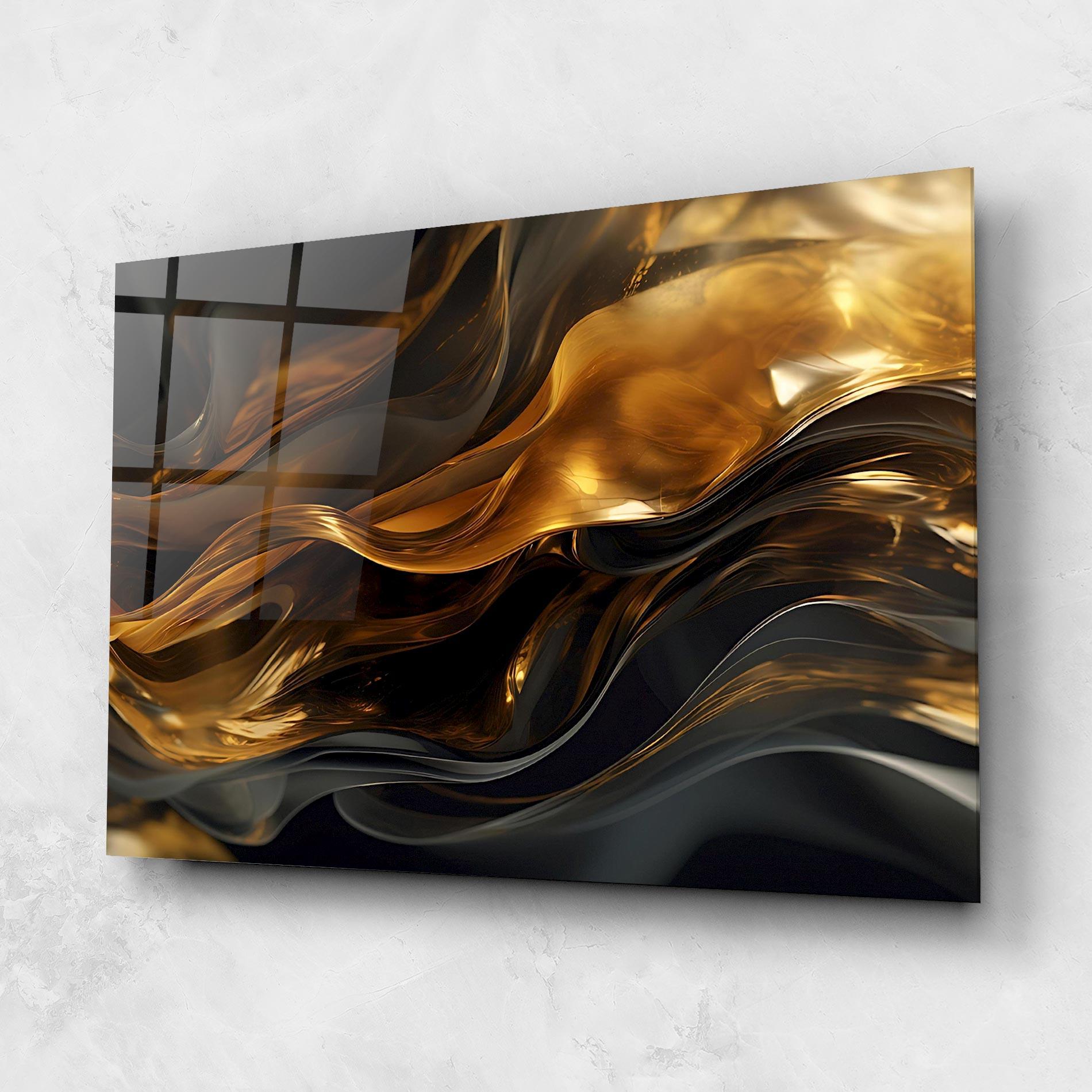 Üvegkép Gold With Black Wave mockup 1
