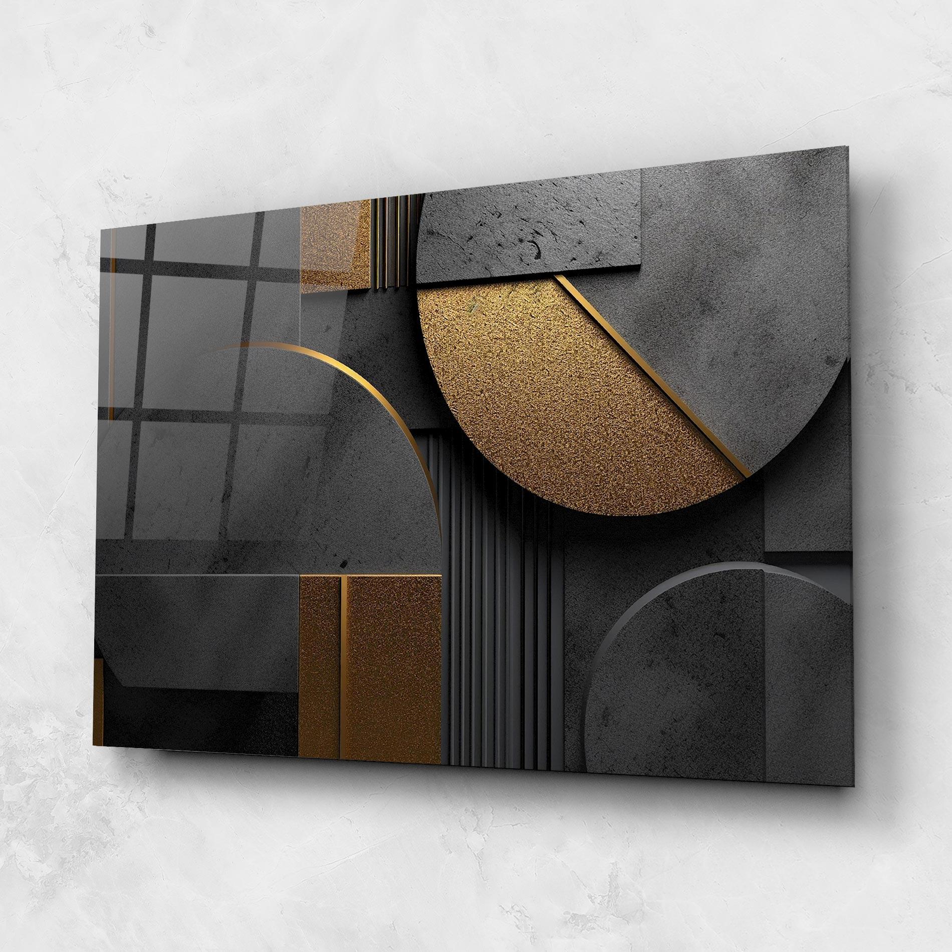Üvegkép Gold With Grey Circle mockup 1
