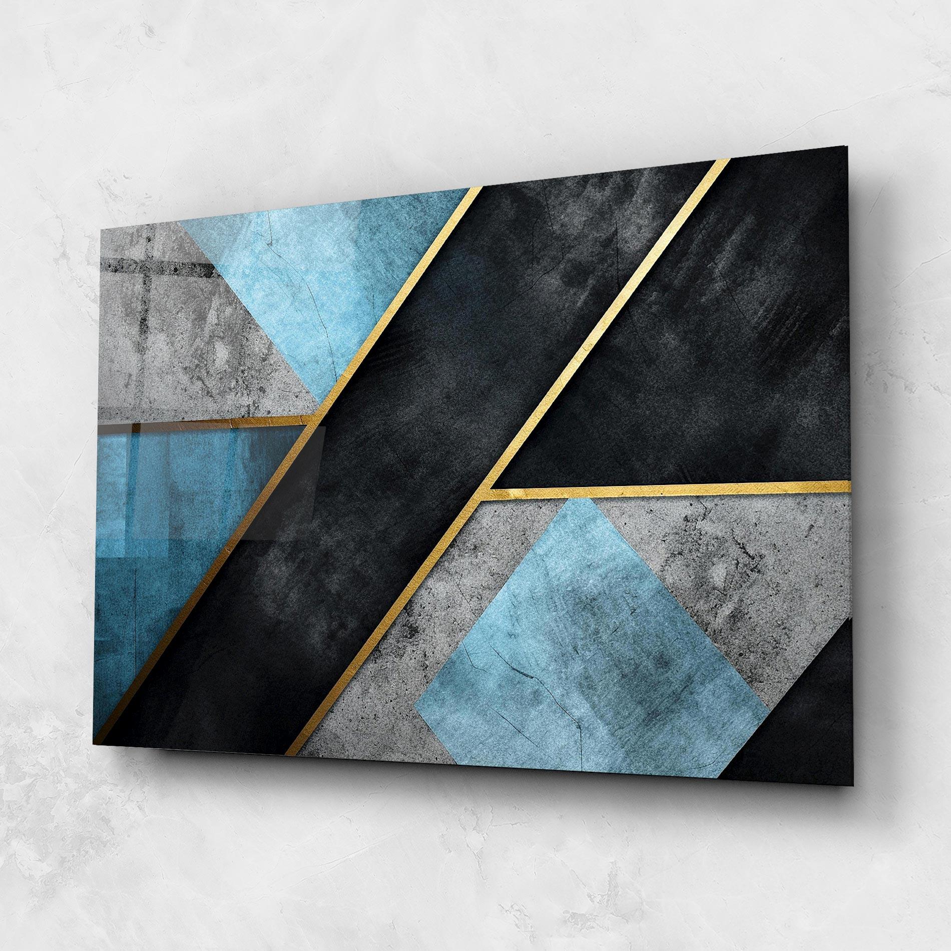 Üvegkép Grey With Blue Painting mockup 1