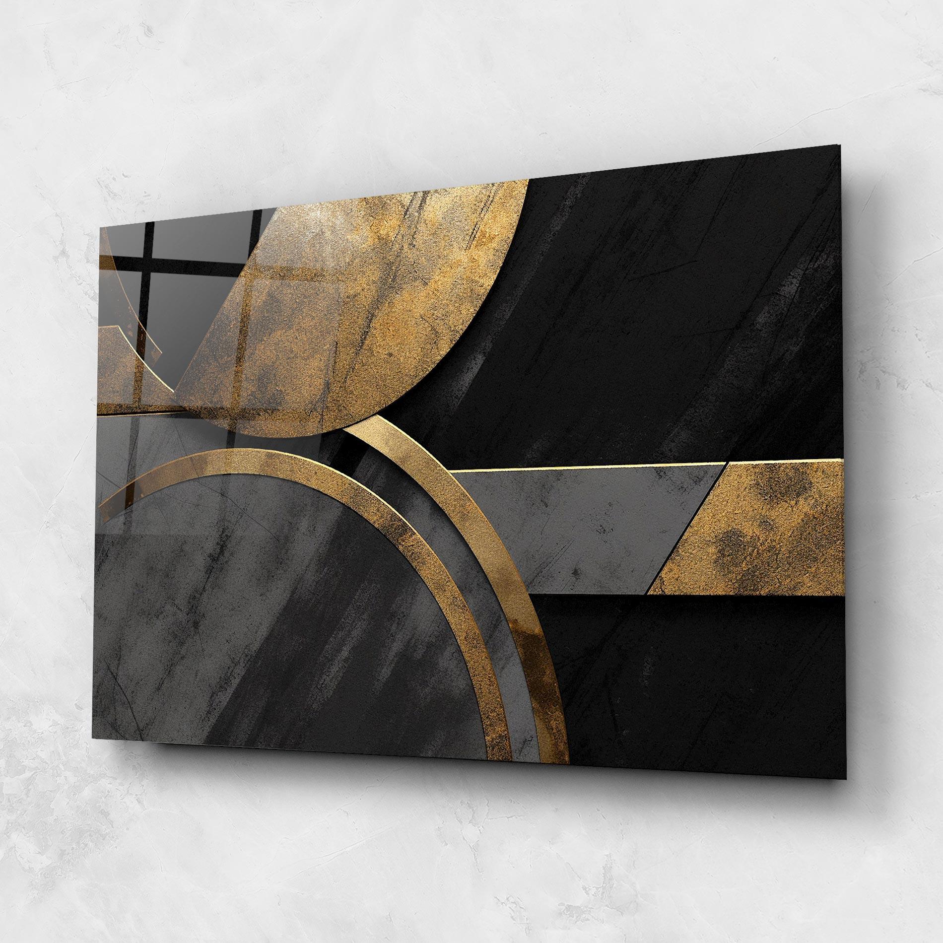 Üvegkép Grey With Gold Painting mockup 1