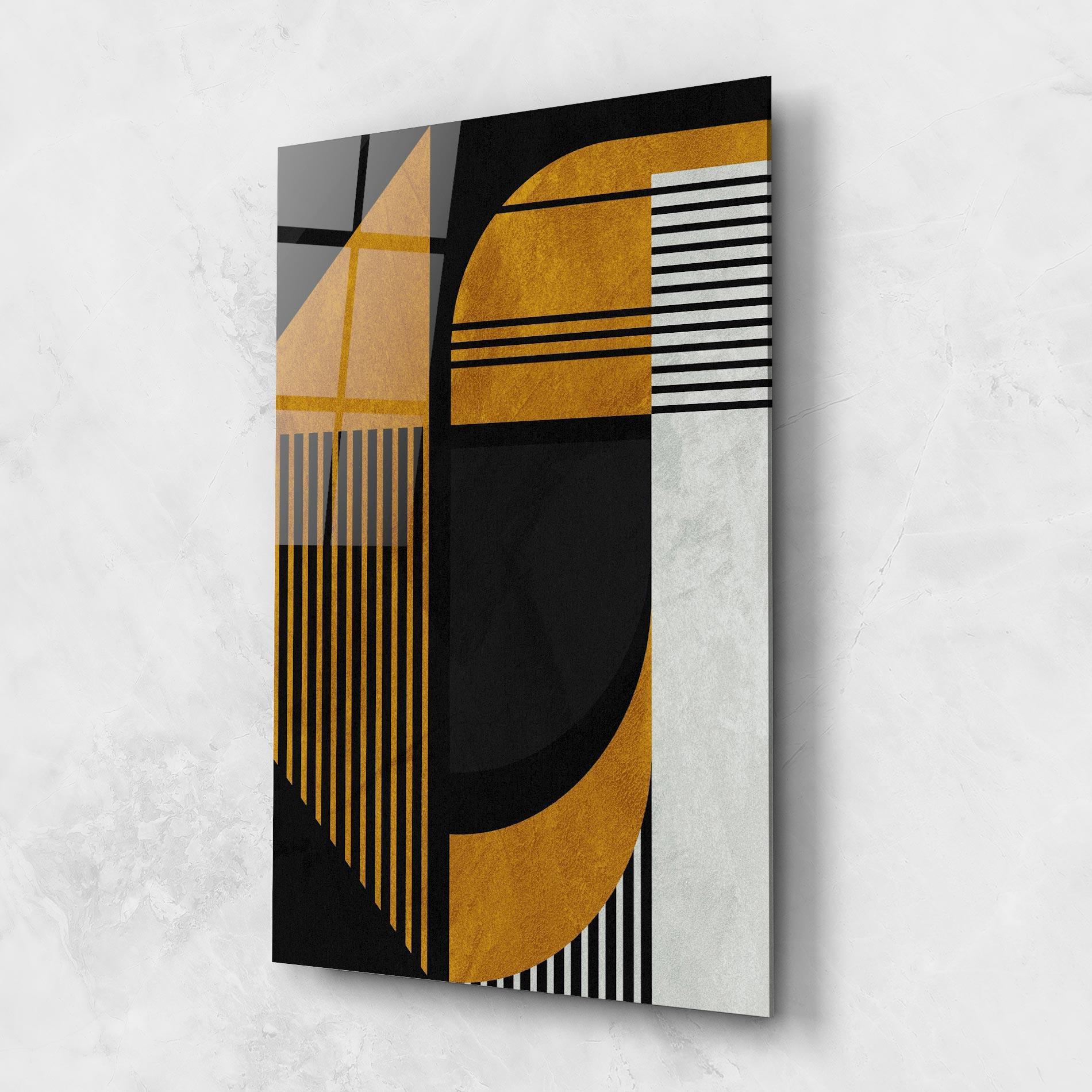 Üvegkép Black Lines On Gold mockup 1