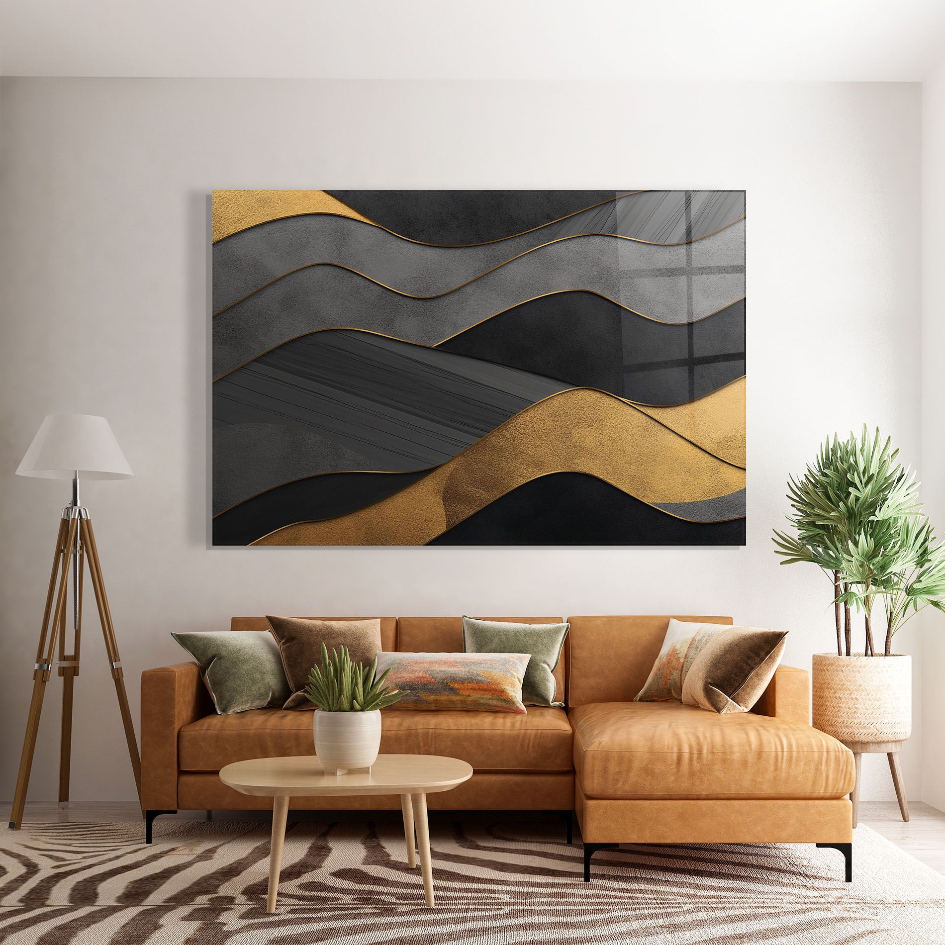Abstract Gold And Grey Waves mockup 7