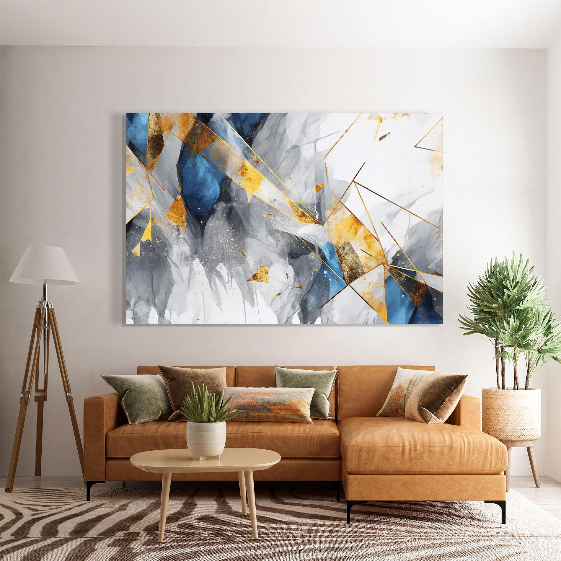 Üvegkép Abstract Gold Blue Pattern mockup 7