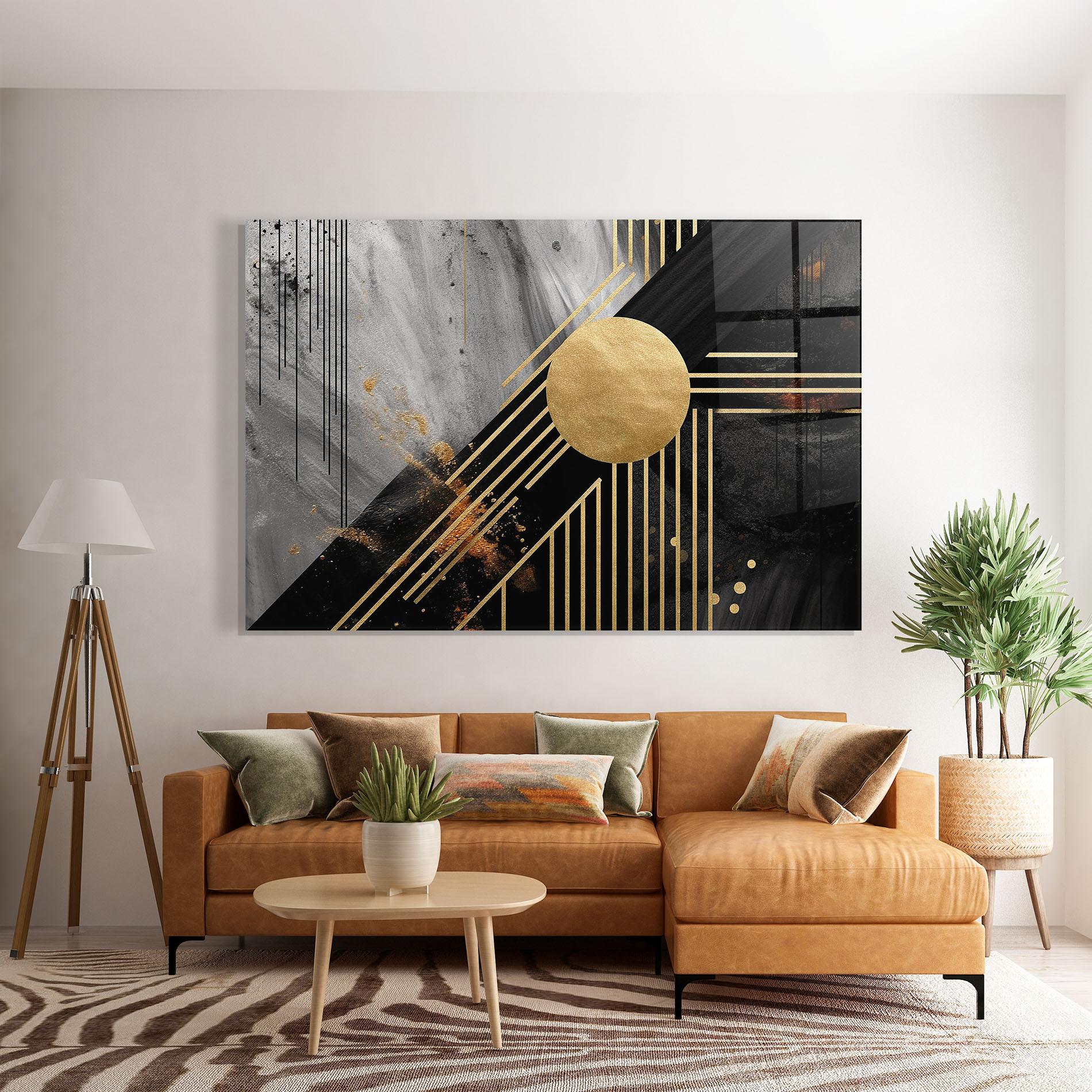 Üvegkép Gold Circle With Lines mockup 7