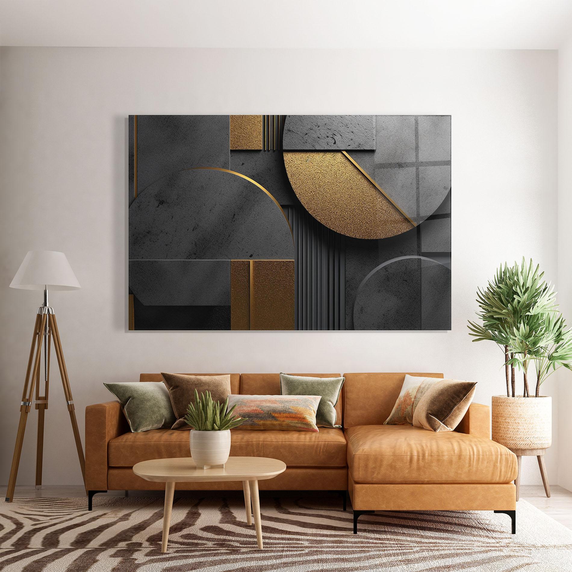 Üvegkép Gold With Grey Circle mockup 7