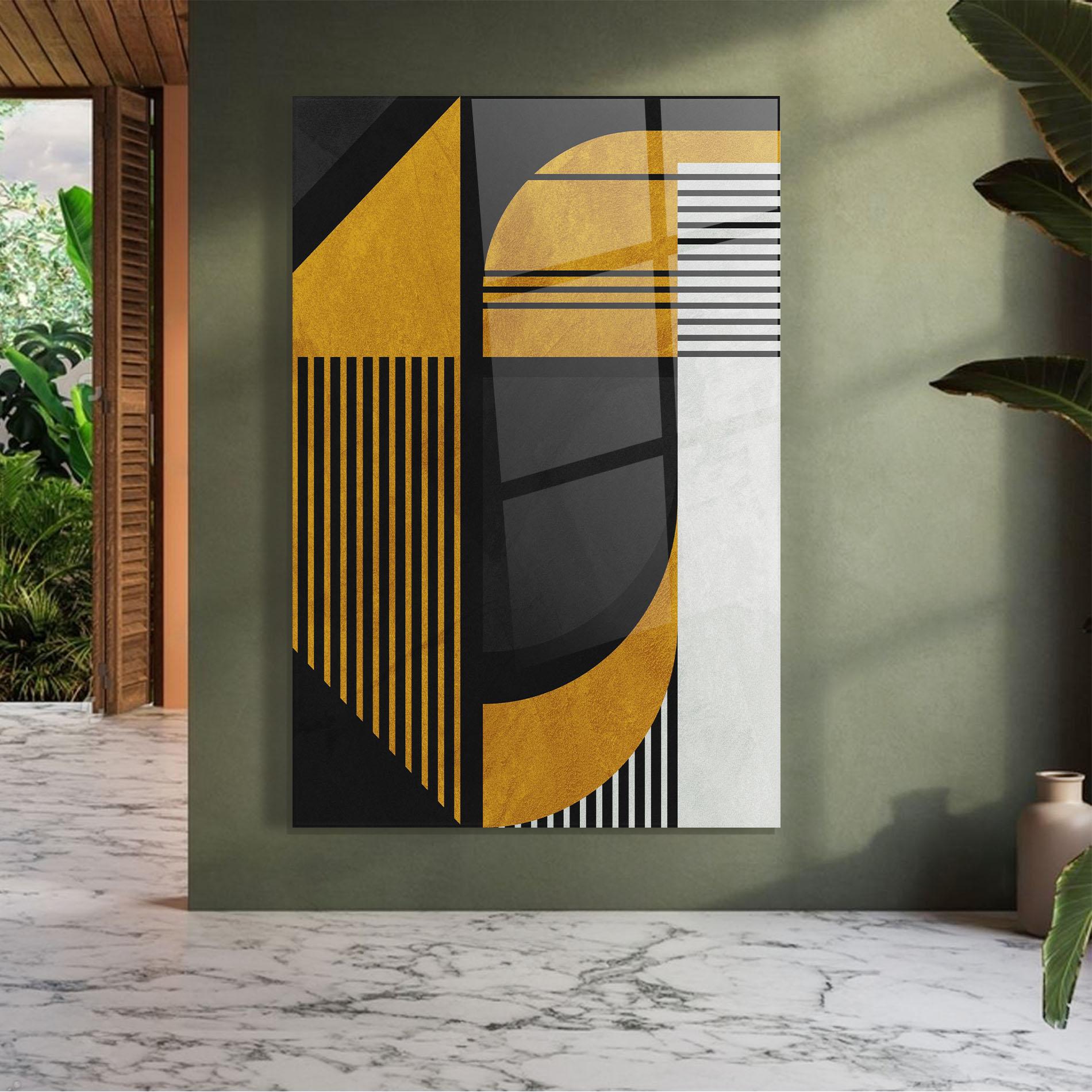 Üvegkép Black Lines On Gold mockup 7