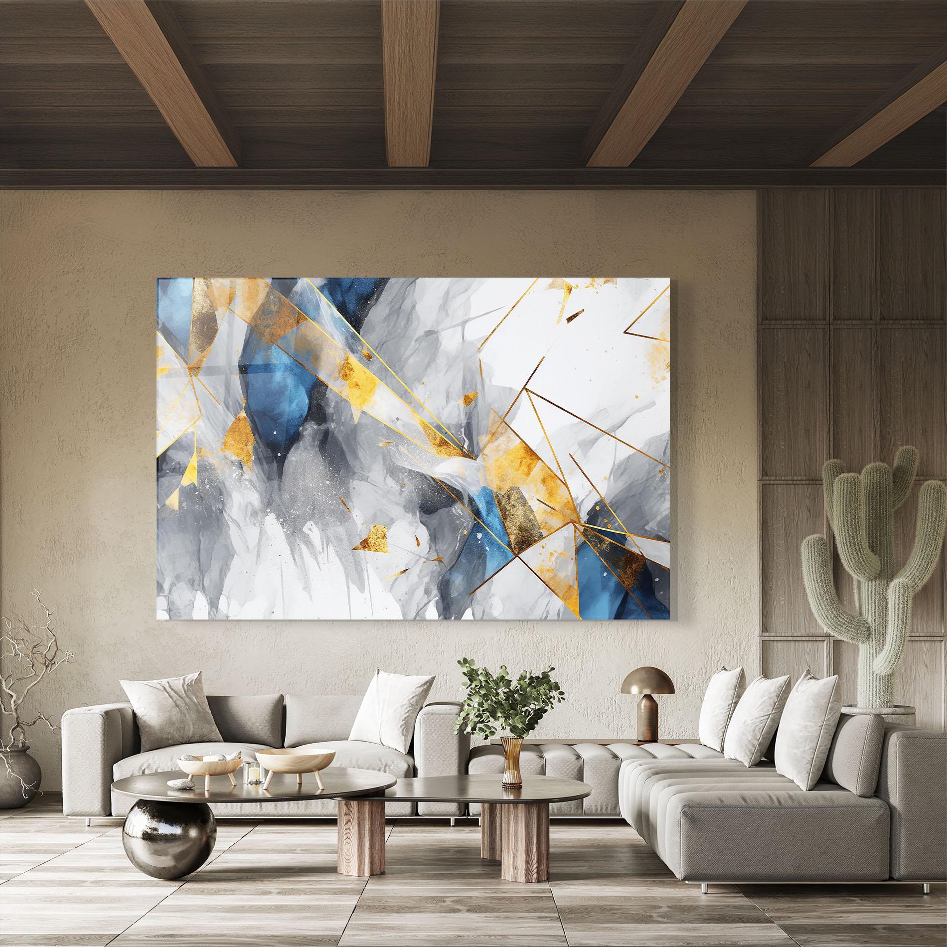 Üvegkép Abstract Gold Blue Pattern mockup 8