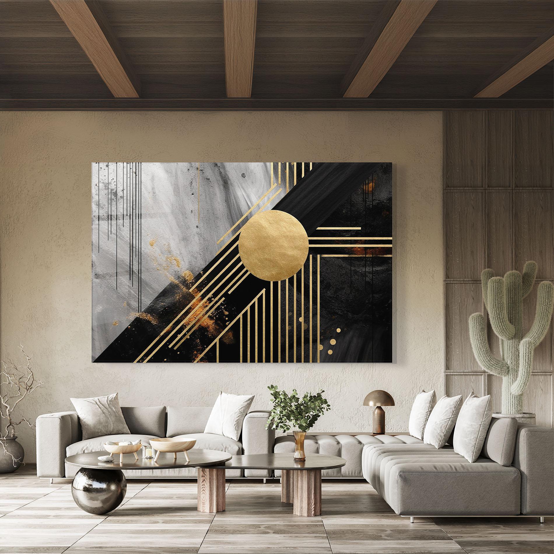 Üvegkép Gold Circle With Lines mockup 8