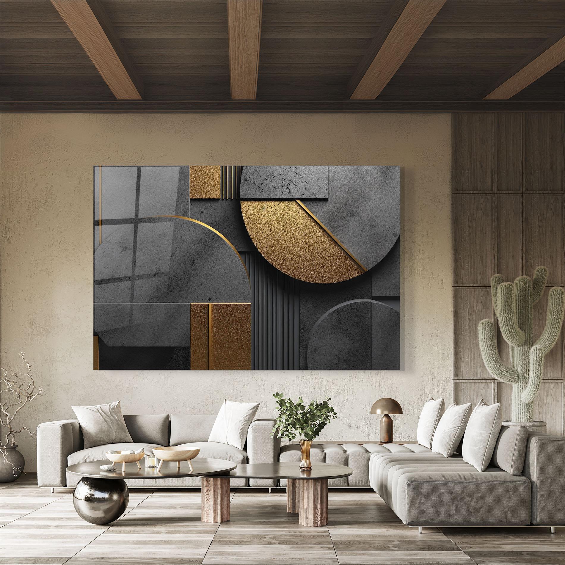 Üvegkép Gold With Grey Circle mockup 8