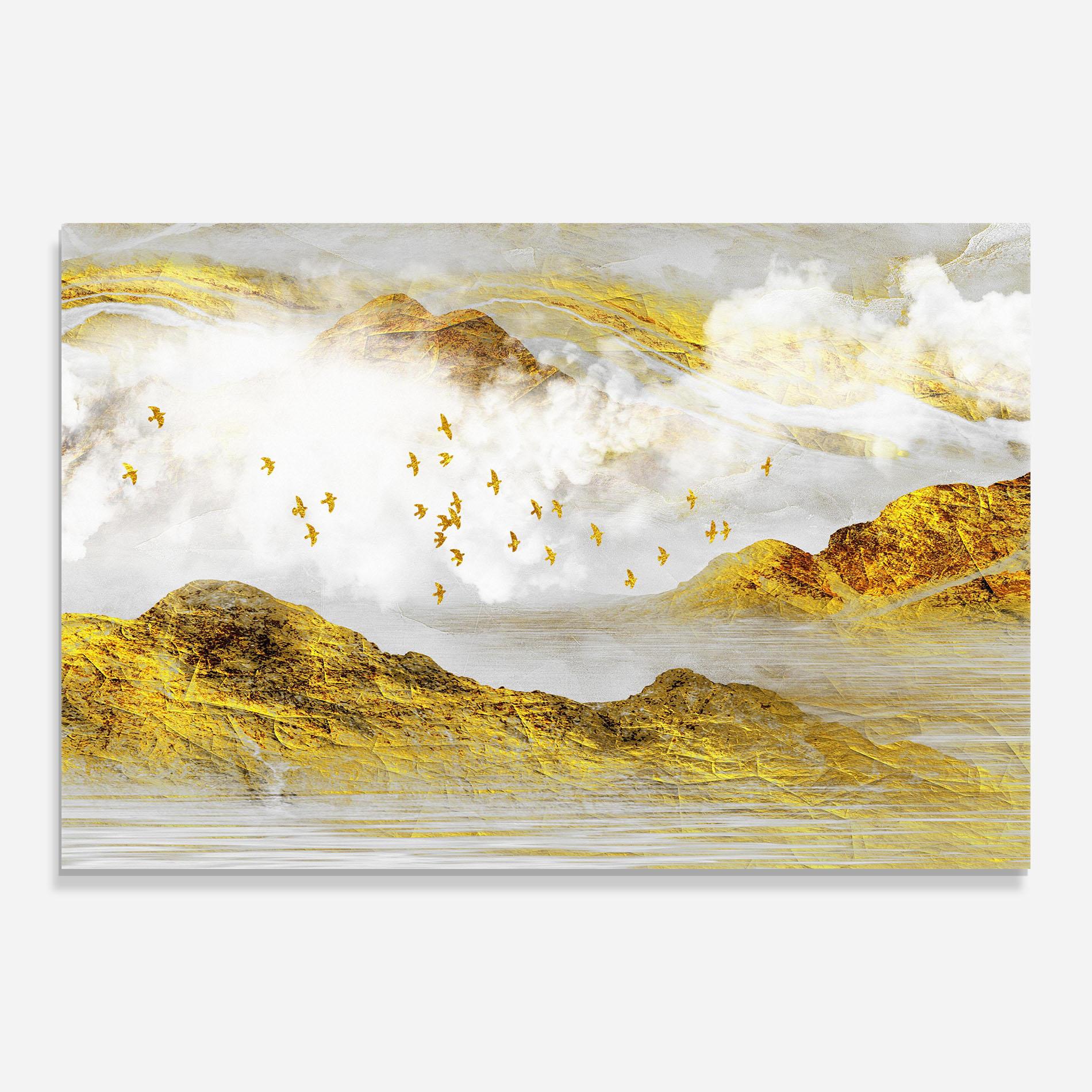 Üvegkép Gold Mountains Abstract mockup 0