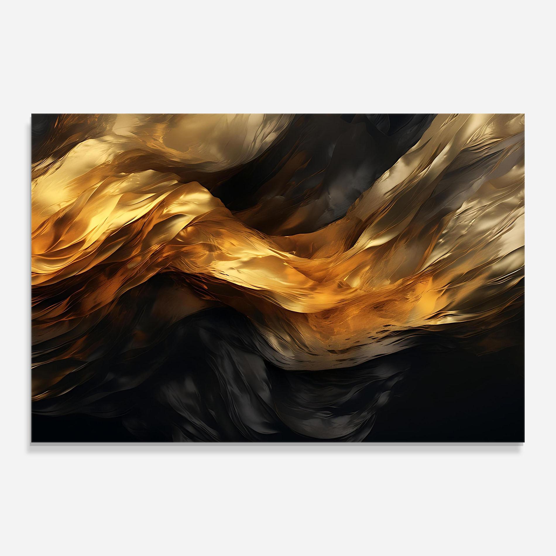 Üvegkép Golden Waves With Black mockup 0