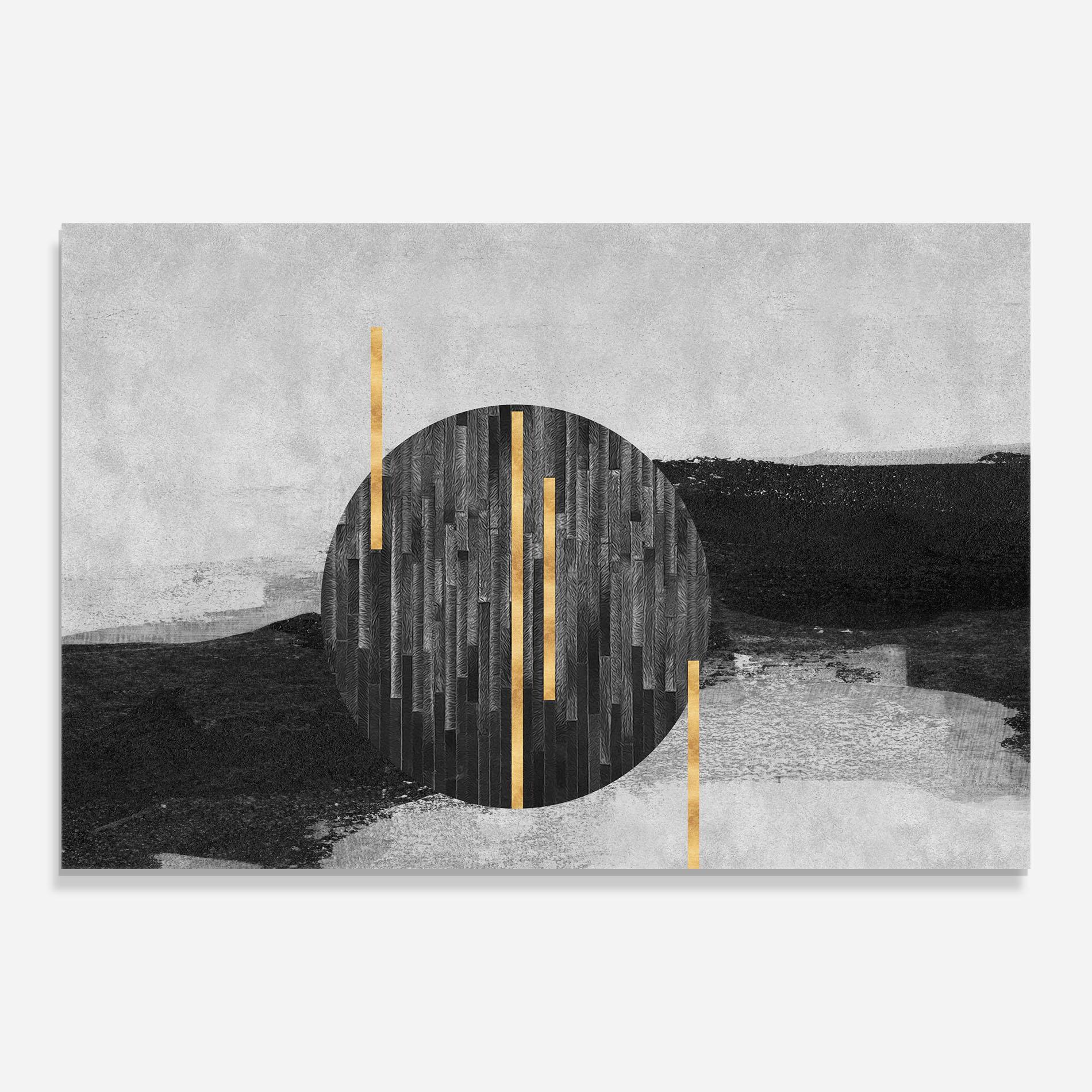 Üvegkép Modern Circle With Gold mockup 0