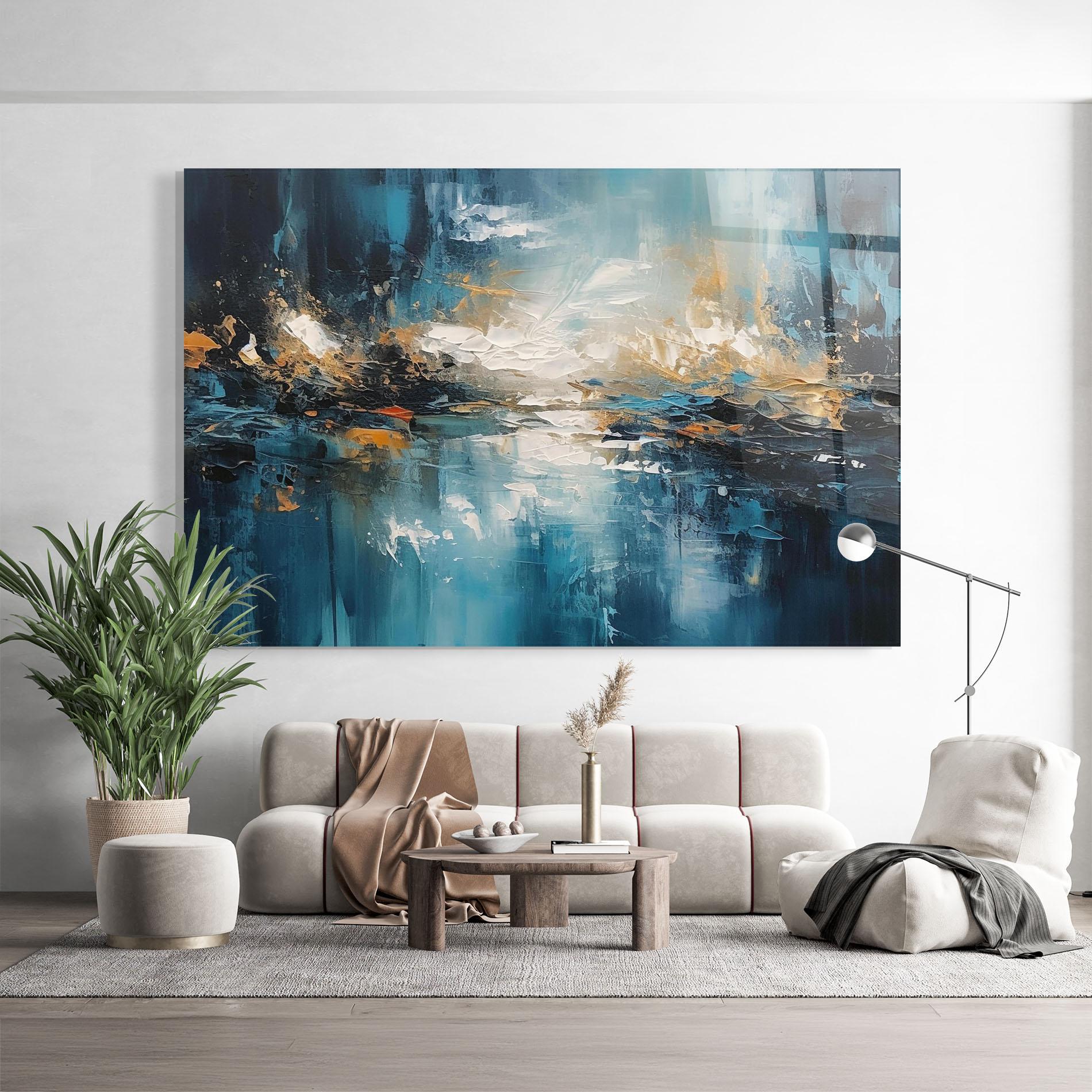 Üvegkép Abstract Blue Art mockup 9