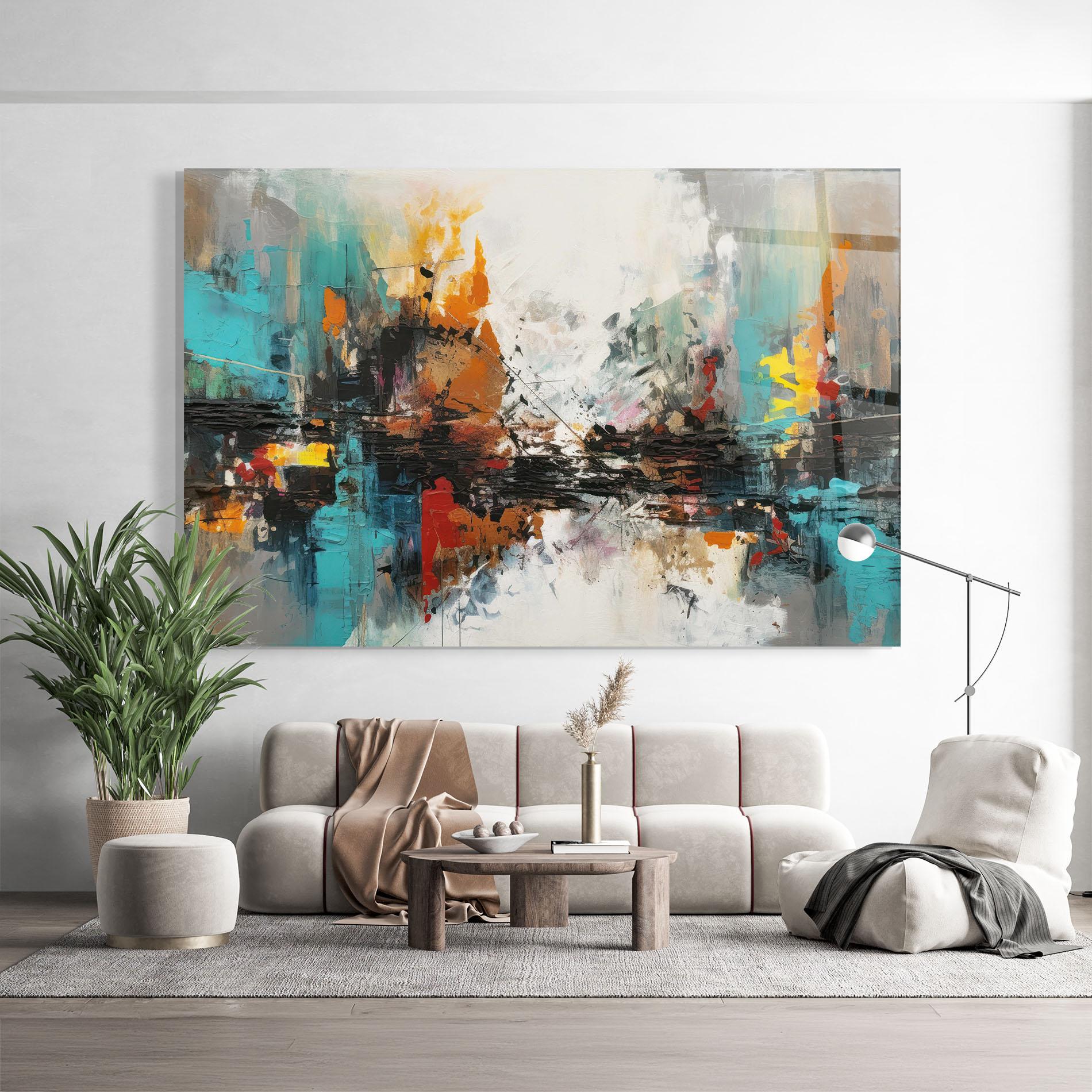 Üvegkép Abstract City Painting mockup 9