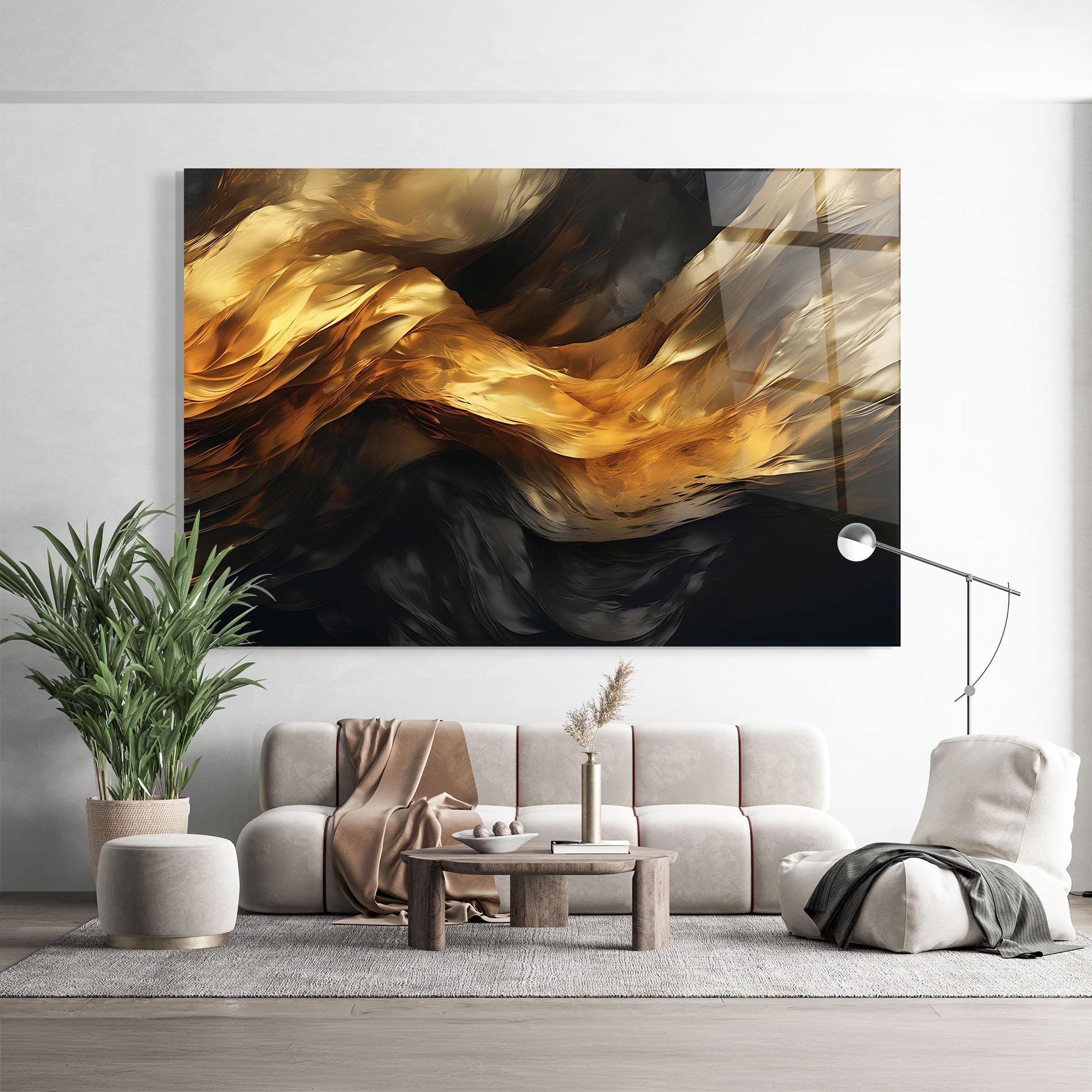 Üvegkép Golden Waves With Black mockup 9